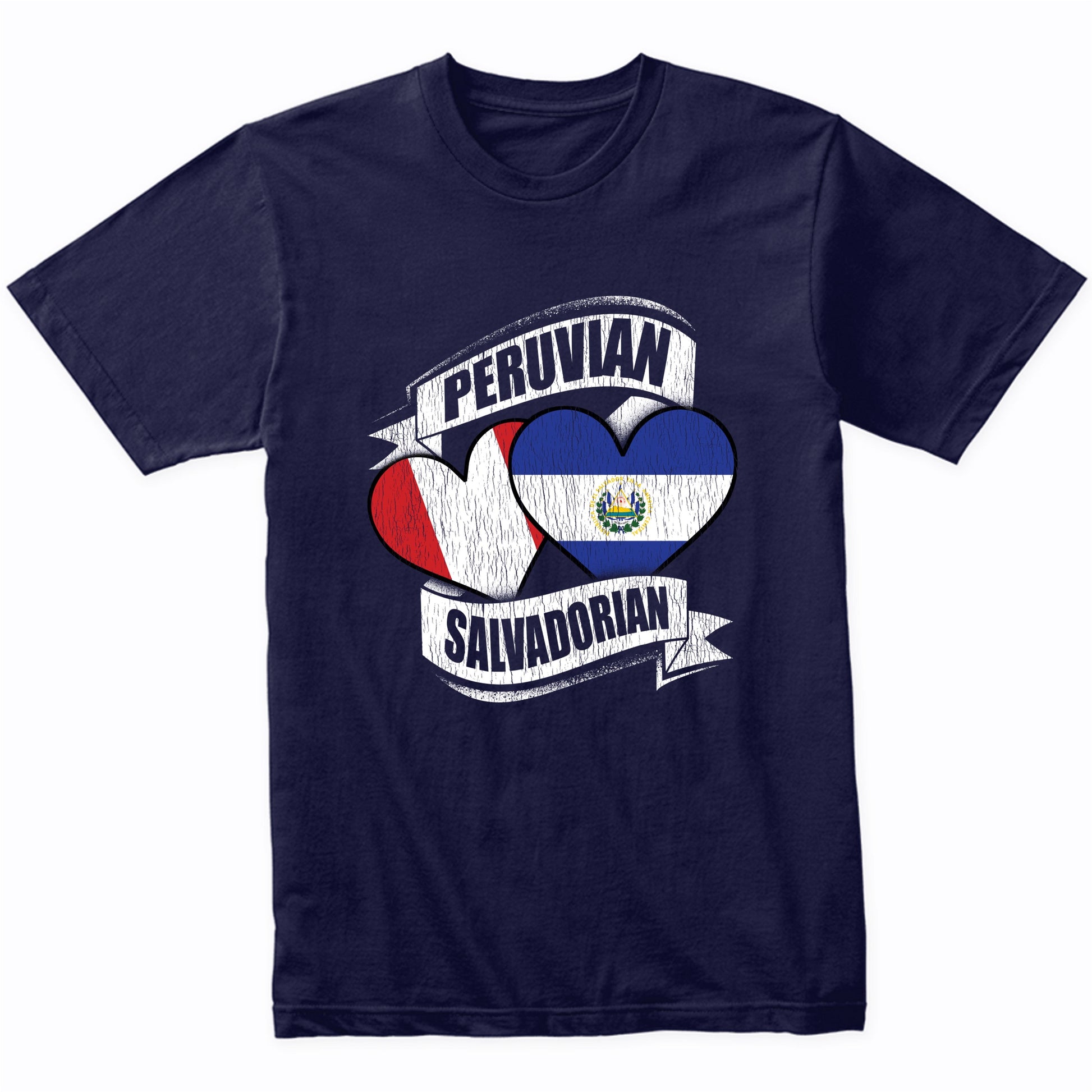 Peruvian Salvadorian Hearts Peru El Salvador Flags T-Shirt