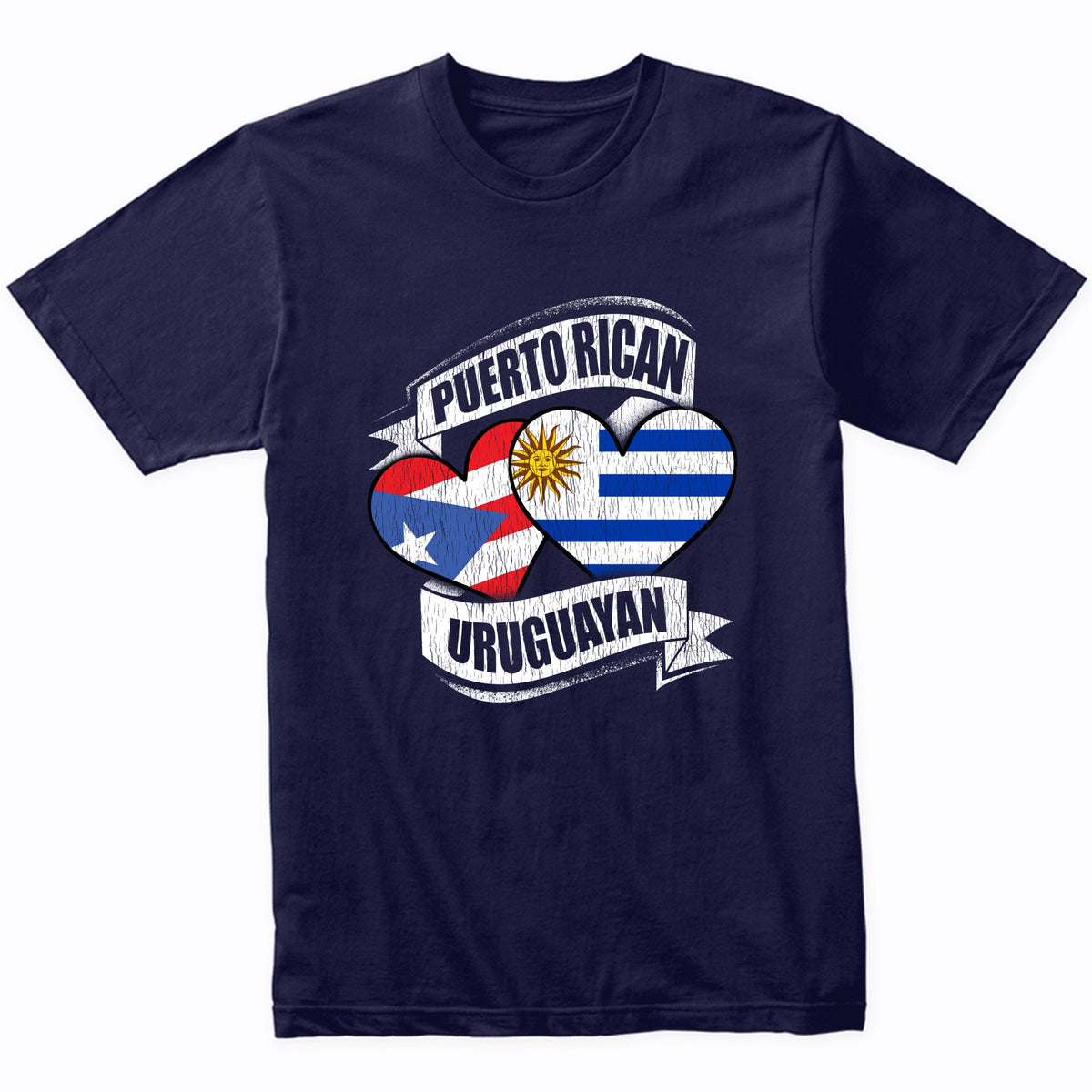 Puerto Rican Uruguayan Hearts Puerto Rico Uruguay Flags T-Shirt