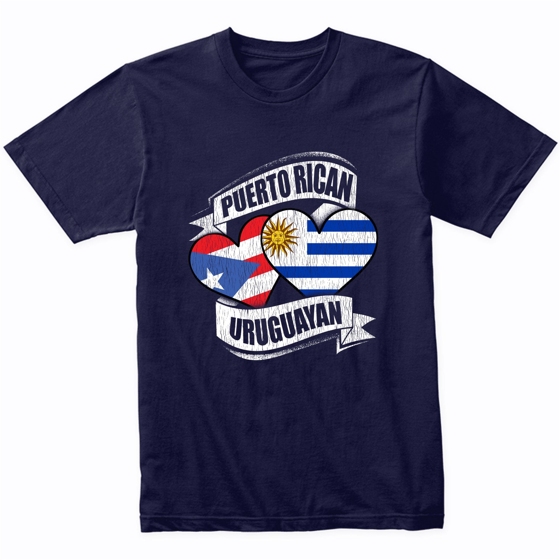 Puerto Rican Uruguayan Hearts Puerto Rico Uruguay Flags T-Shirt