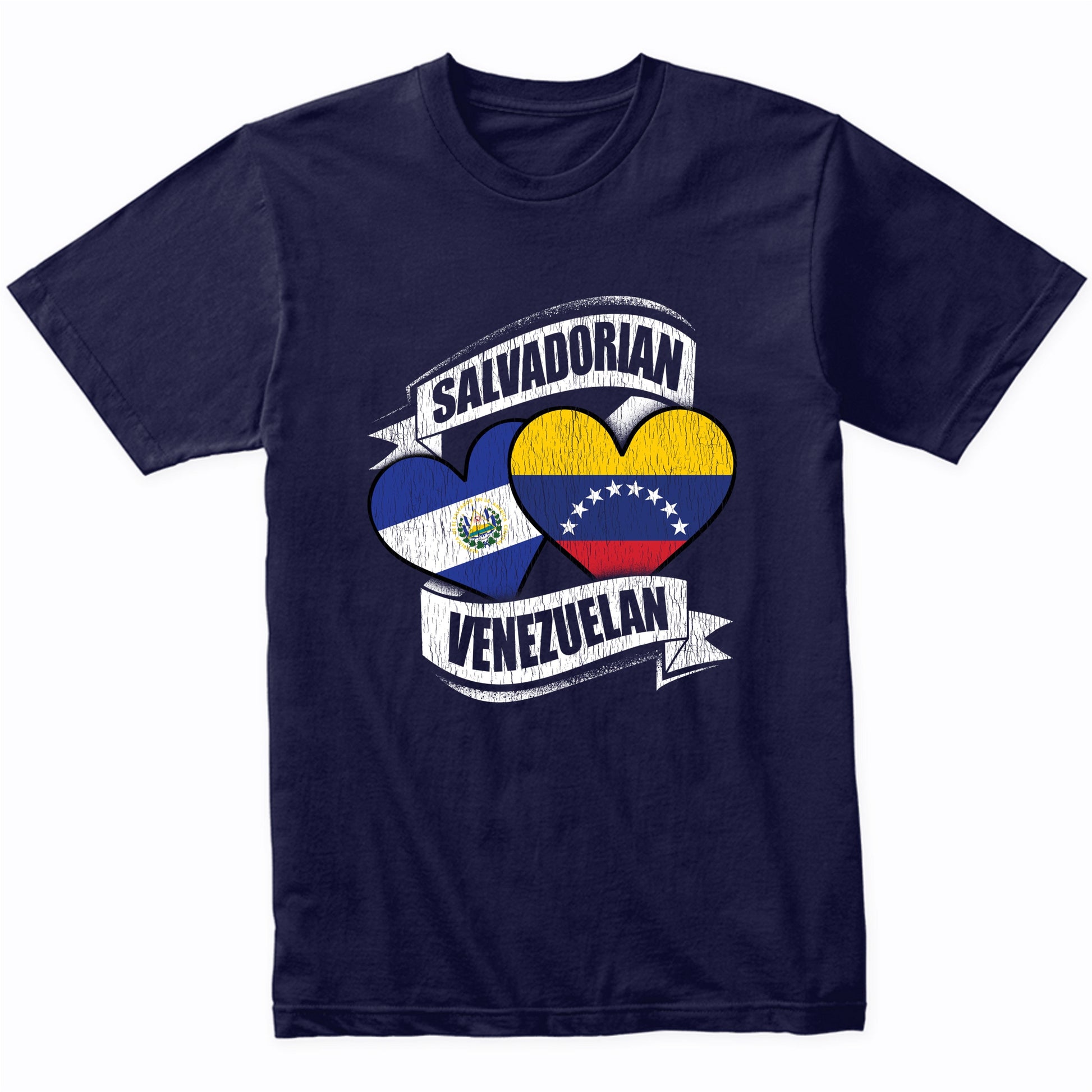 Salvadorian Venezuelan Hearts El Salvador Venezuela Flags T-Shirt