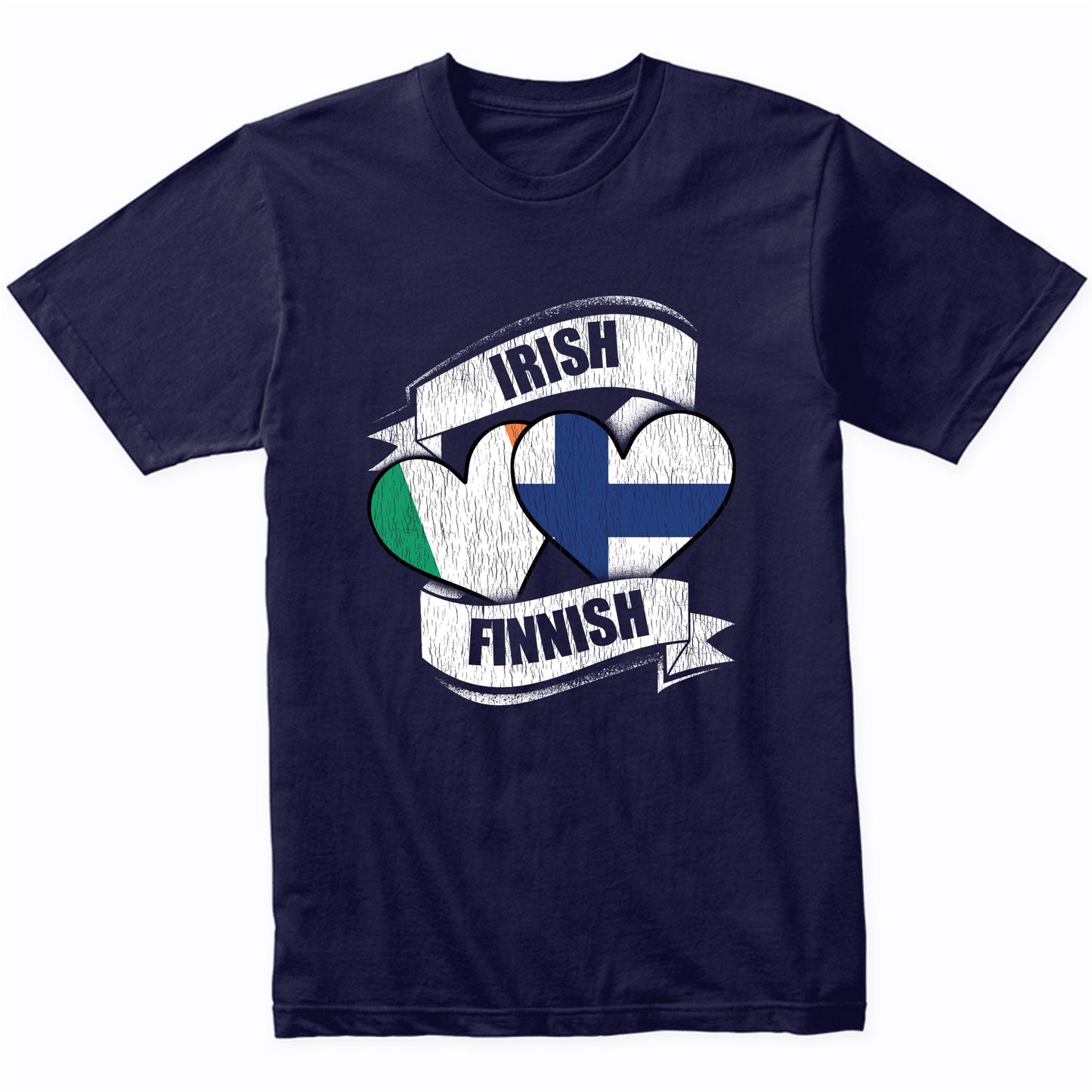 Irish Finnish Hearts Ireland Finland Flags T-Shirt
