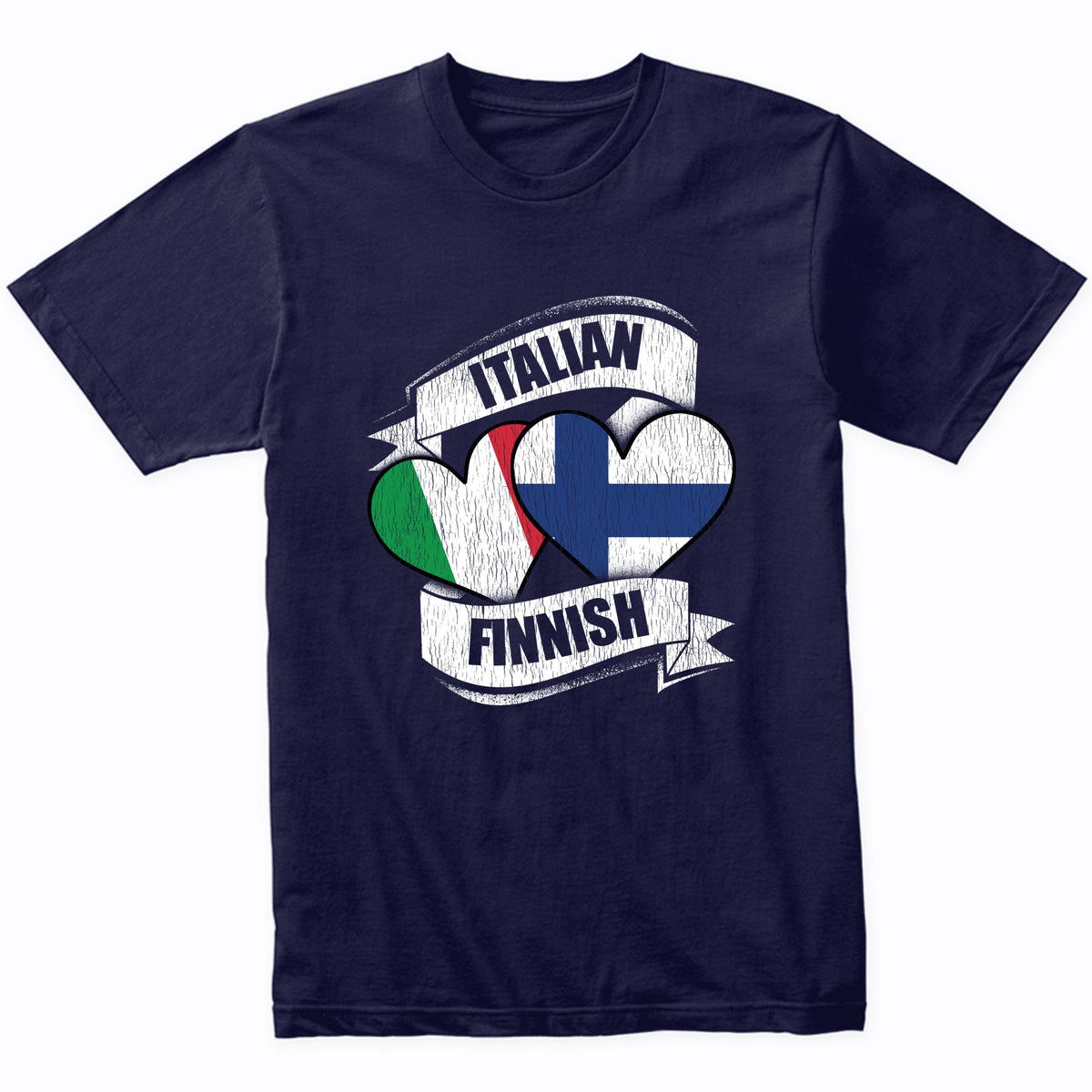 Italian Finnish Hearts Italy Finland Flags T-Shirt