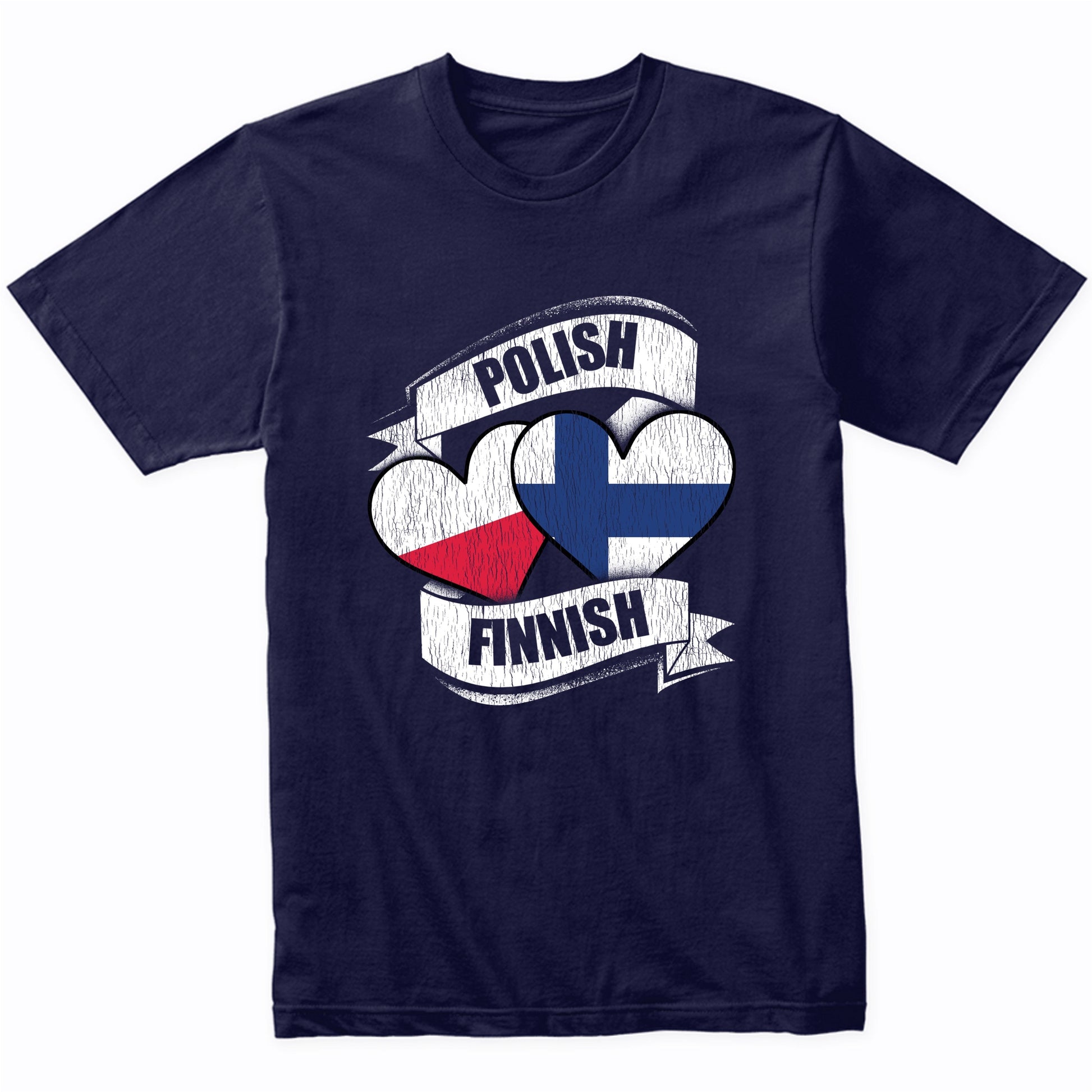 Polish Finnish Hearts Poland Finland Flags T-Shirt