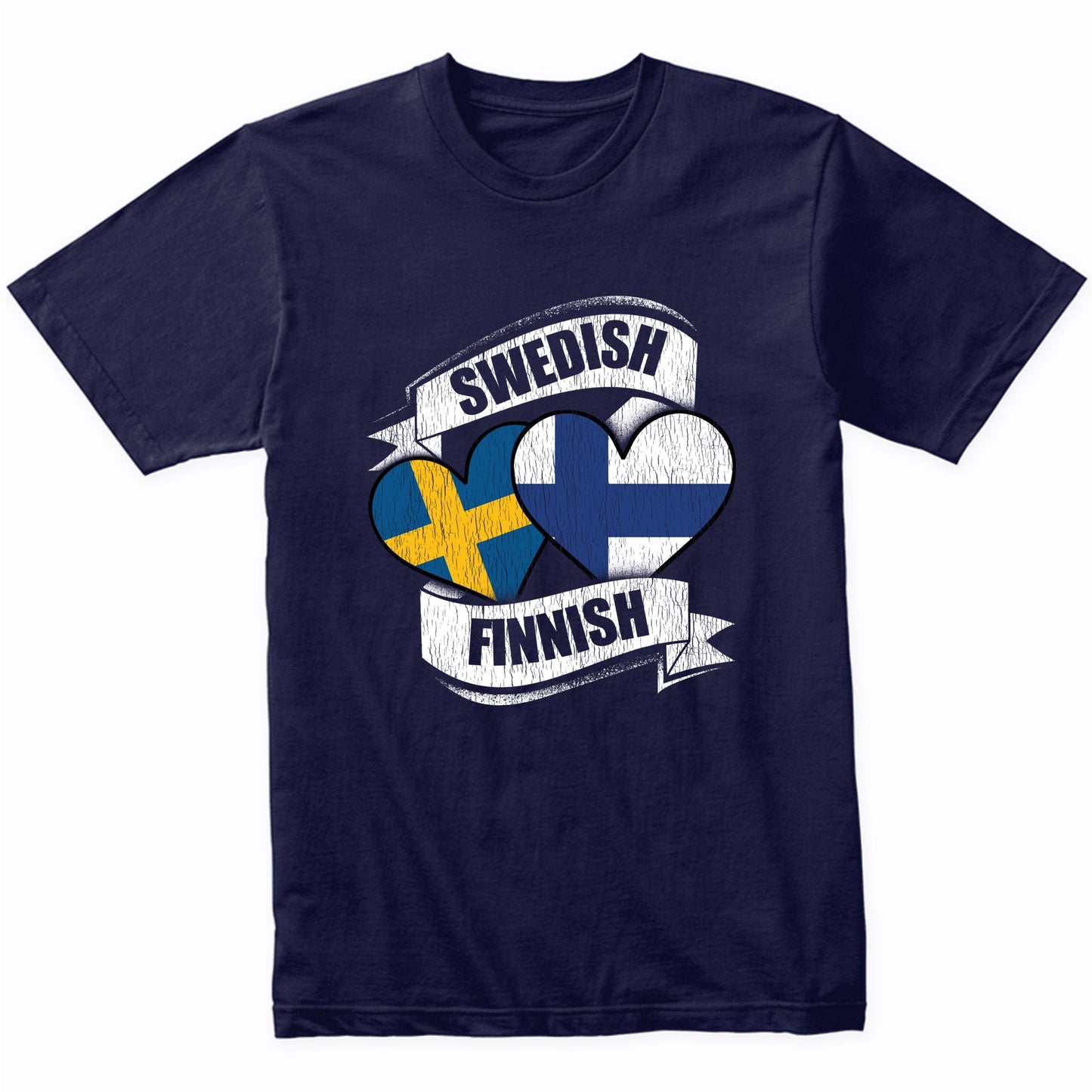 Swedish Finnish Hearts Sweden Finland Flags T-Shirt