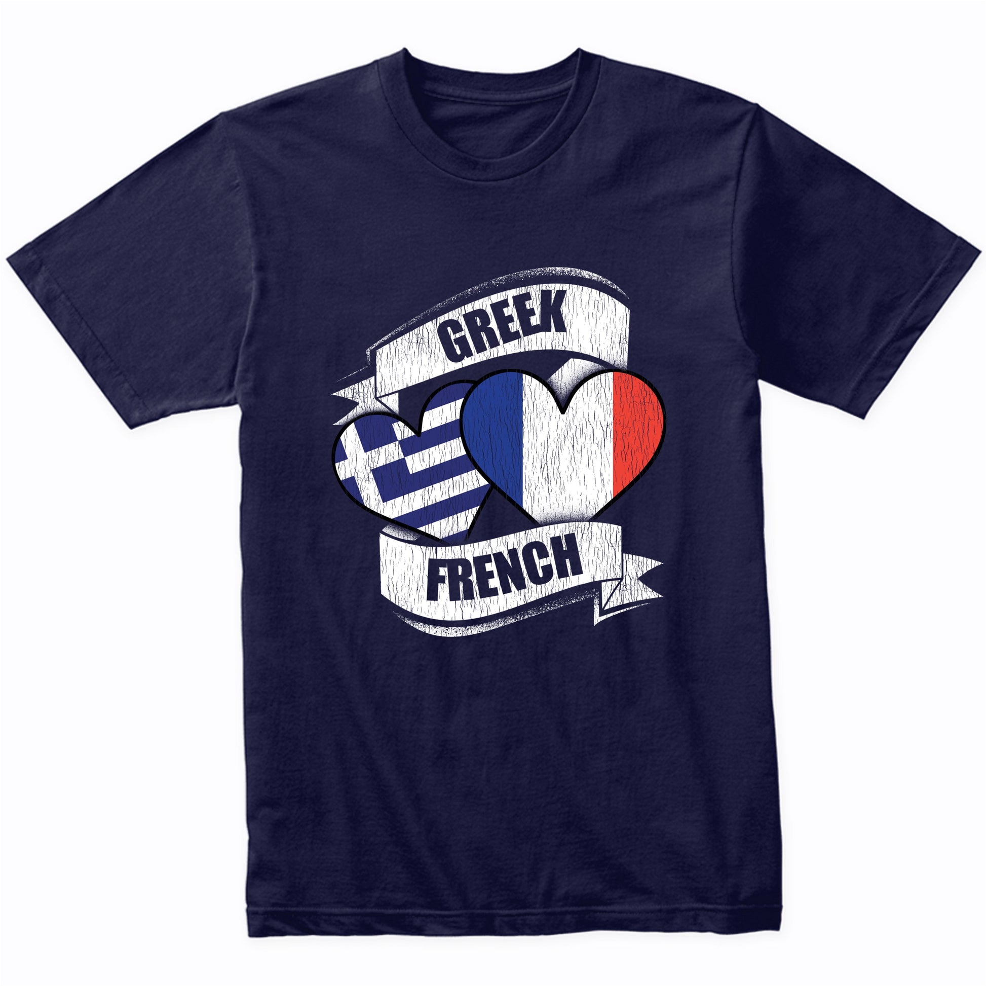 Greek French Hearts Greece France Flags T-Shirt