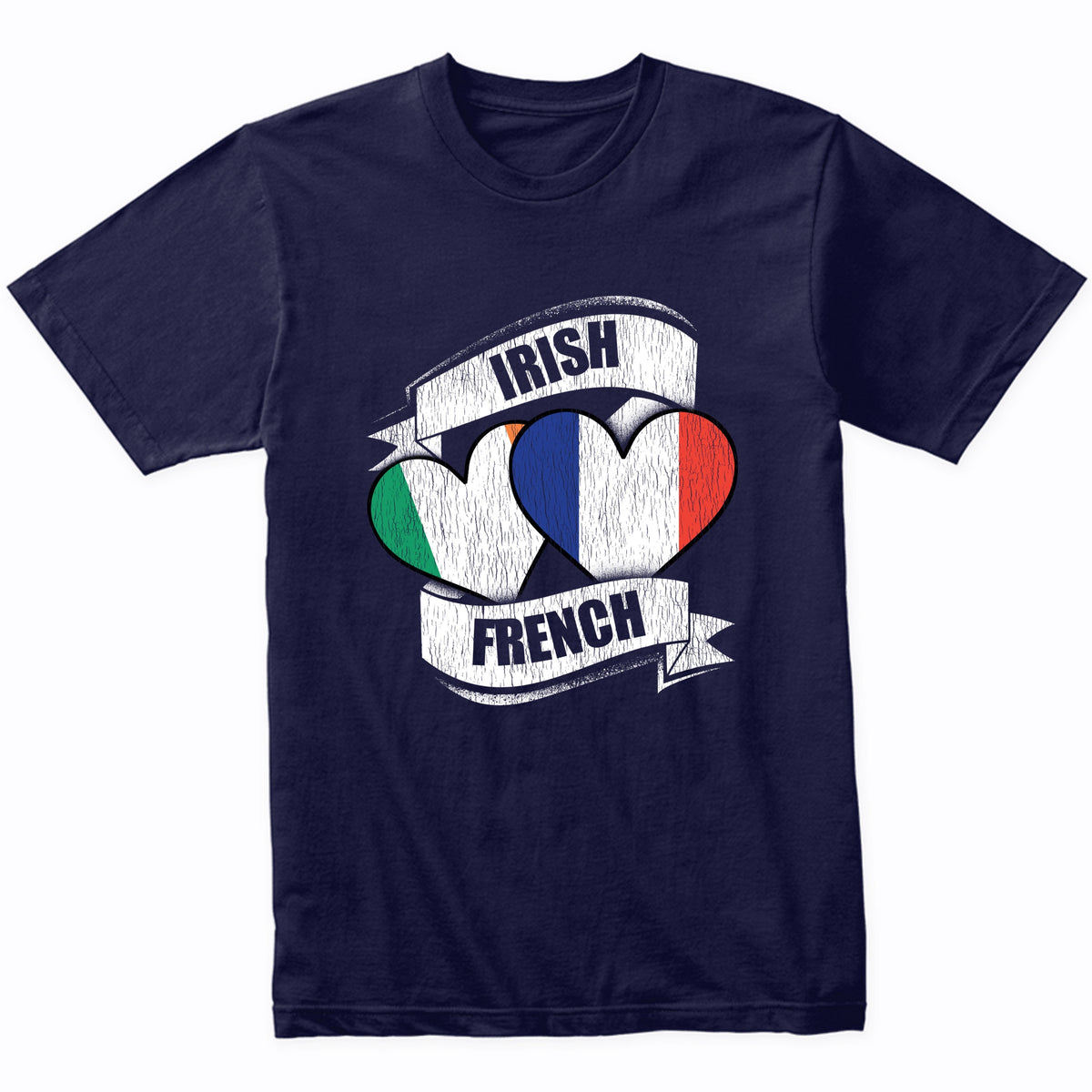 Irish French Hearts Ireland France Flags T-Shirt
