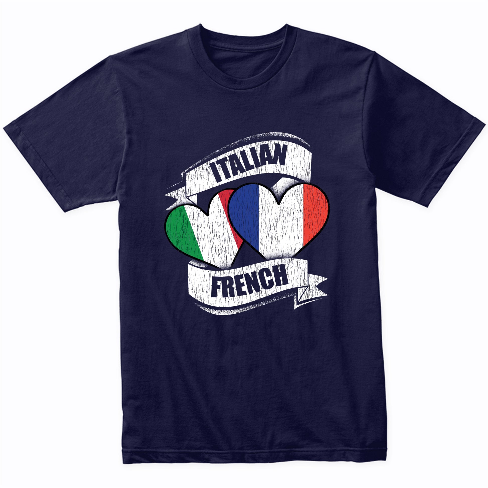 Italian French Hearts Italy France Flags T-Shirt
