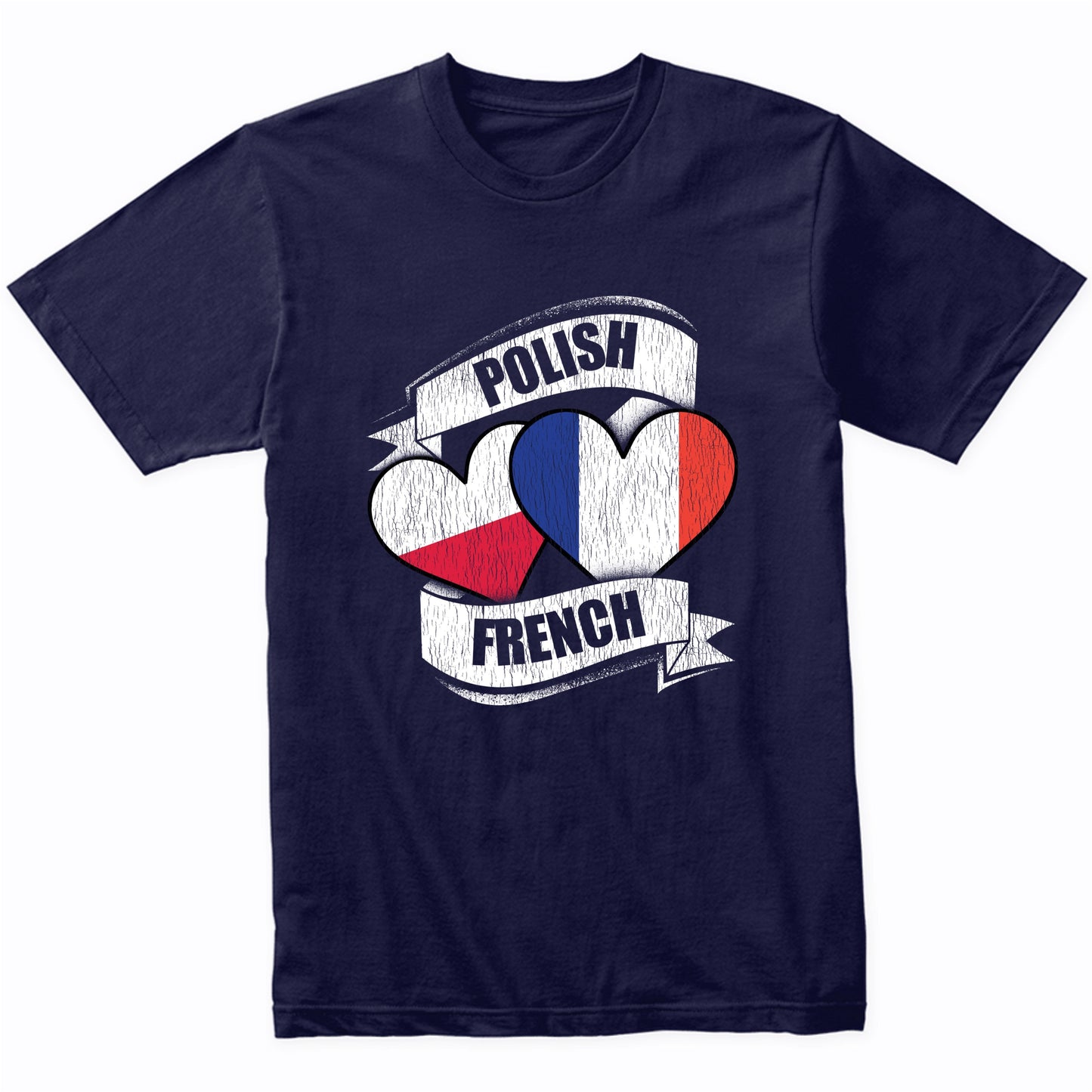Polish French Hearts Poland France Flags T-Shirt