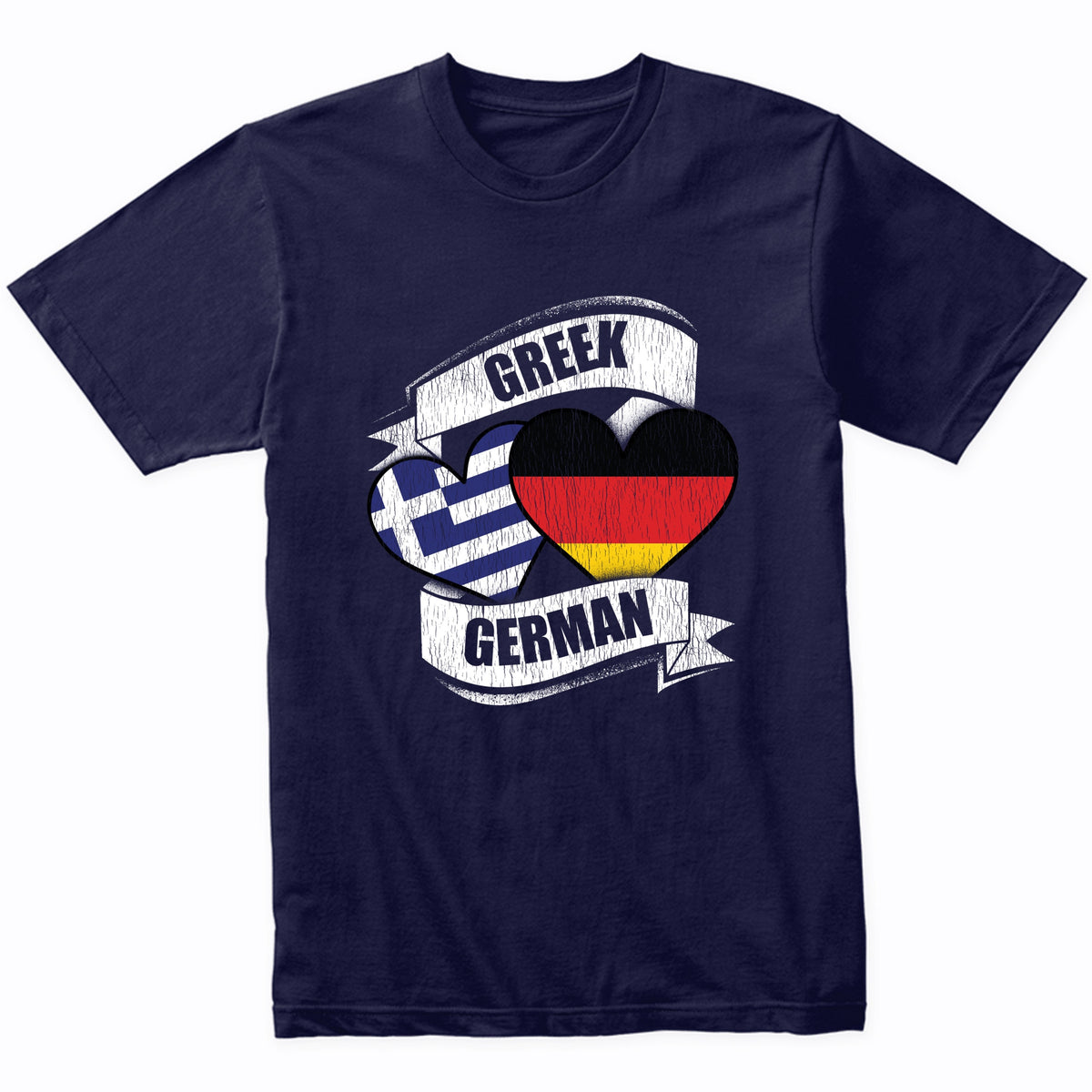Greek German Hearts Greece Germany Flags T-Shirt
