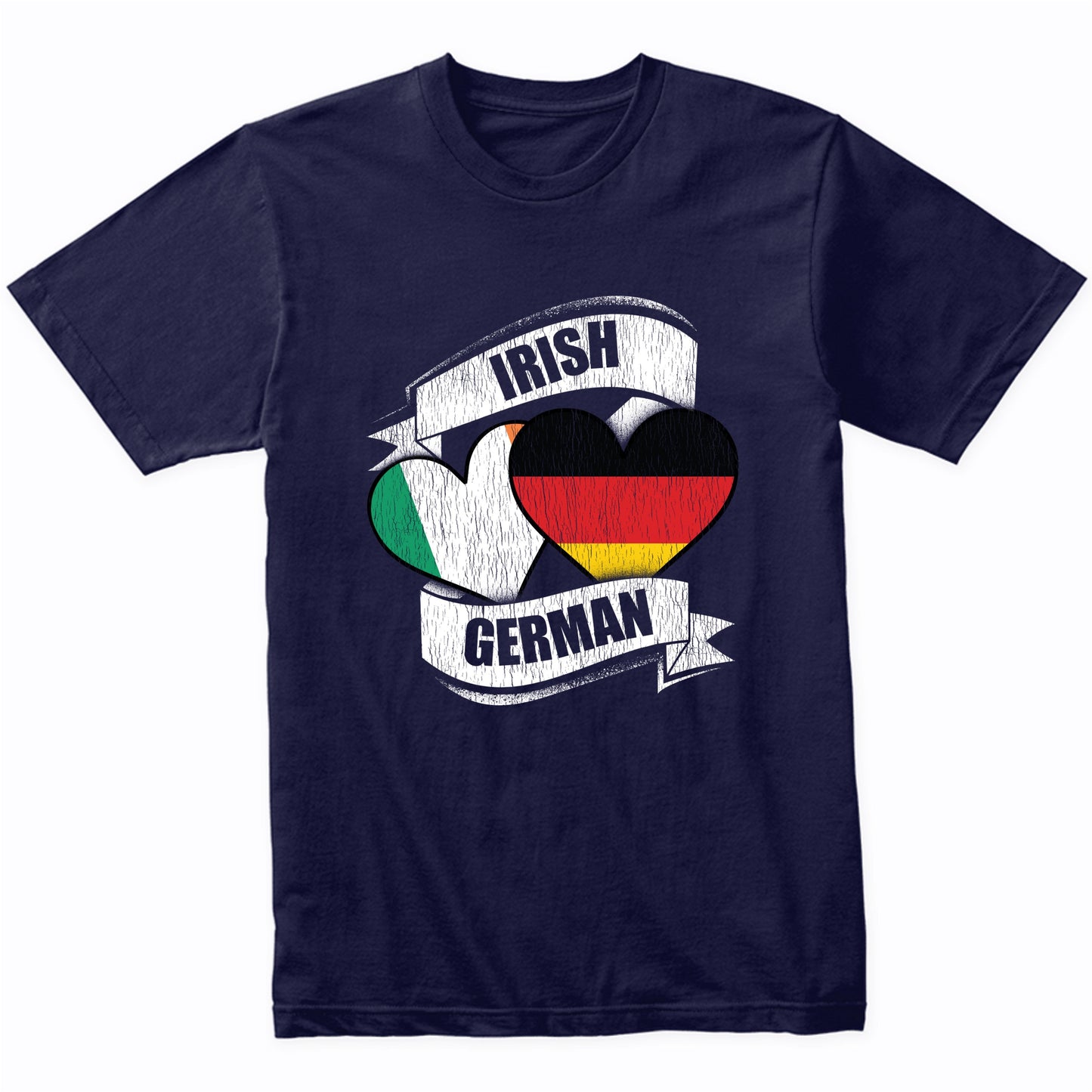 Irish German Hearts Ireland Germany Flags T-Shirt