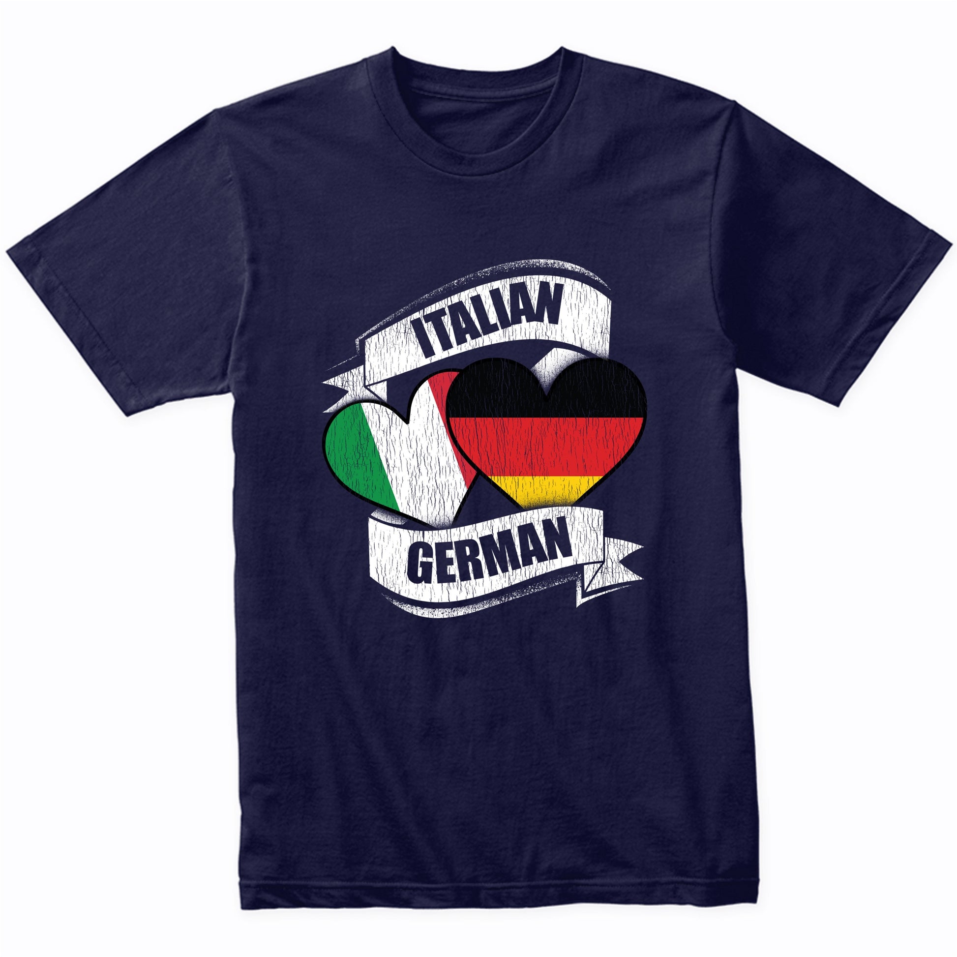 Italian German Hearts Italy Germany Flags T-Shirt