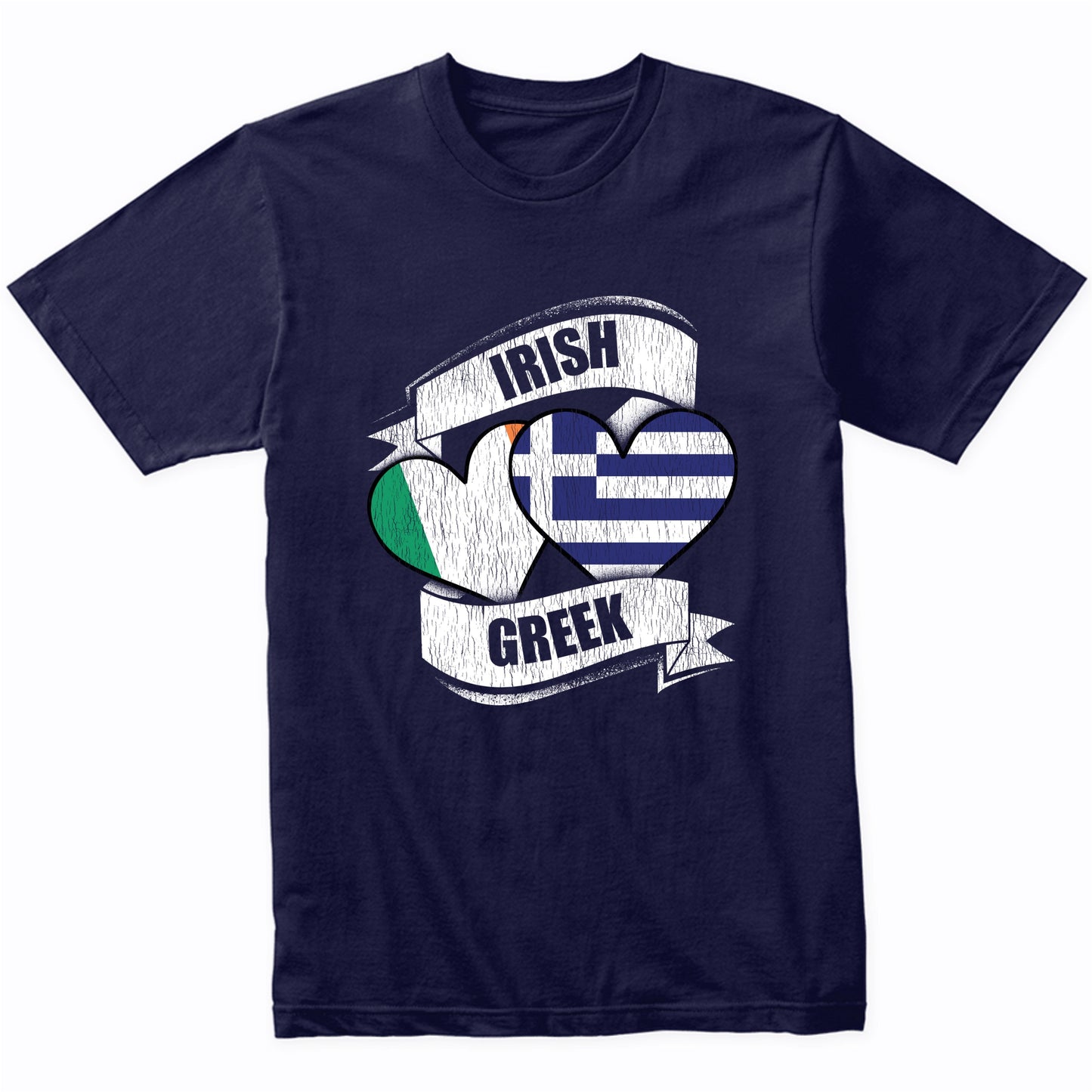 Irish Greek Hearts Ireland Greece Flags T-Shirt