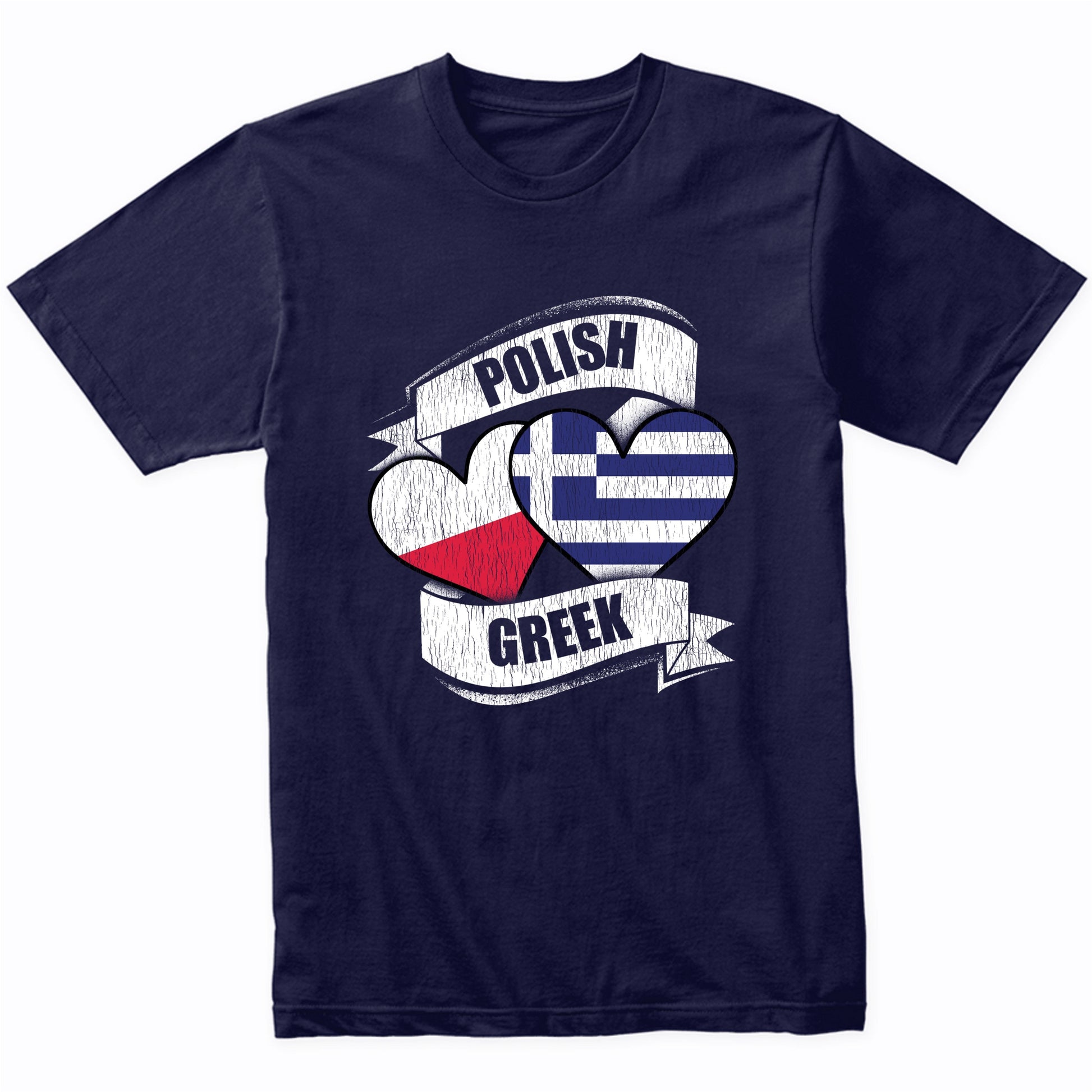 Polish Greek Hearts Poland Greece Flags T-Shirt