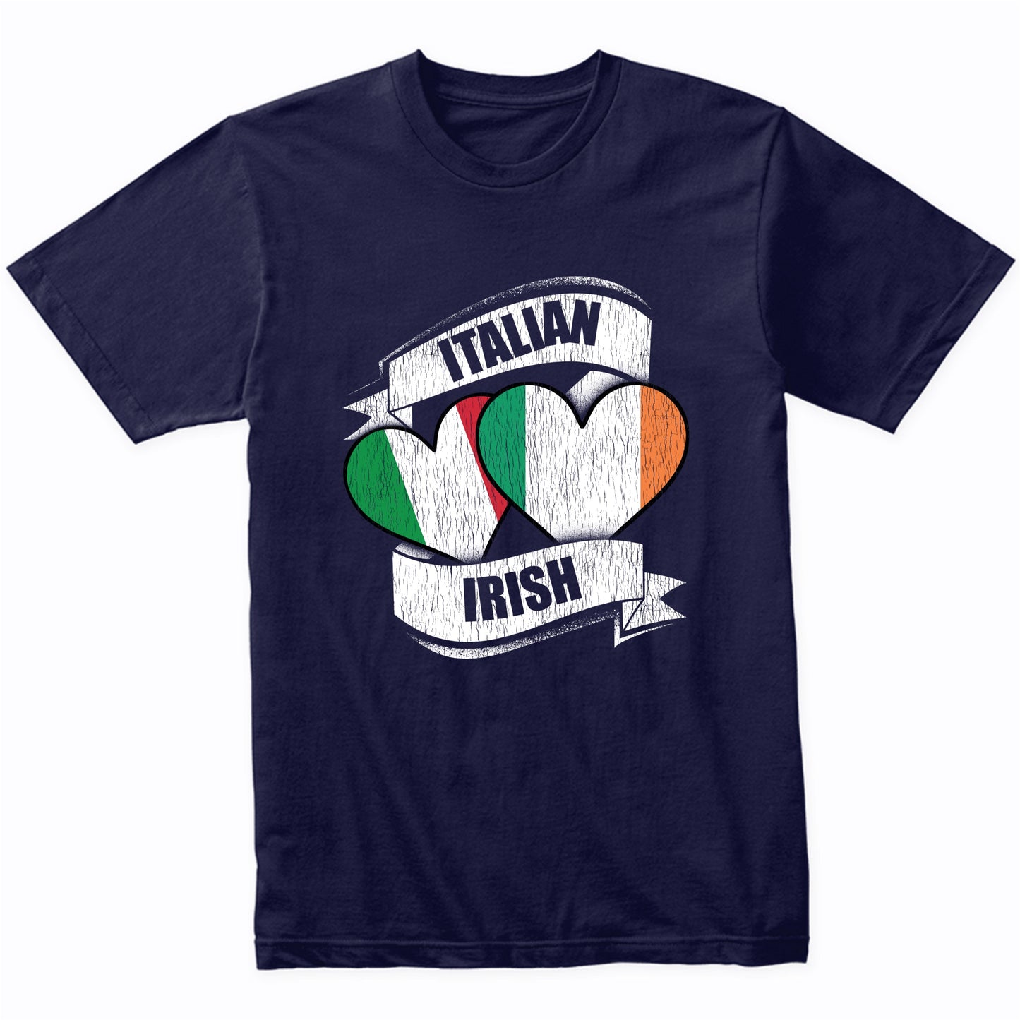 Italian Irish Hearts Italy Ireland Flags T-Shirt