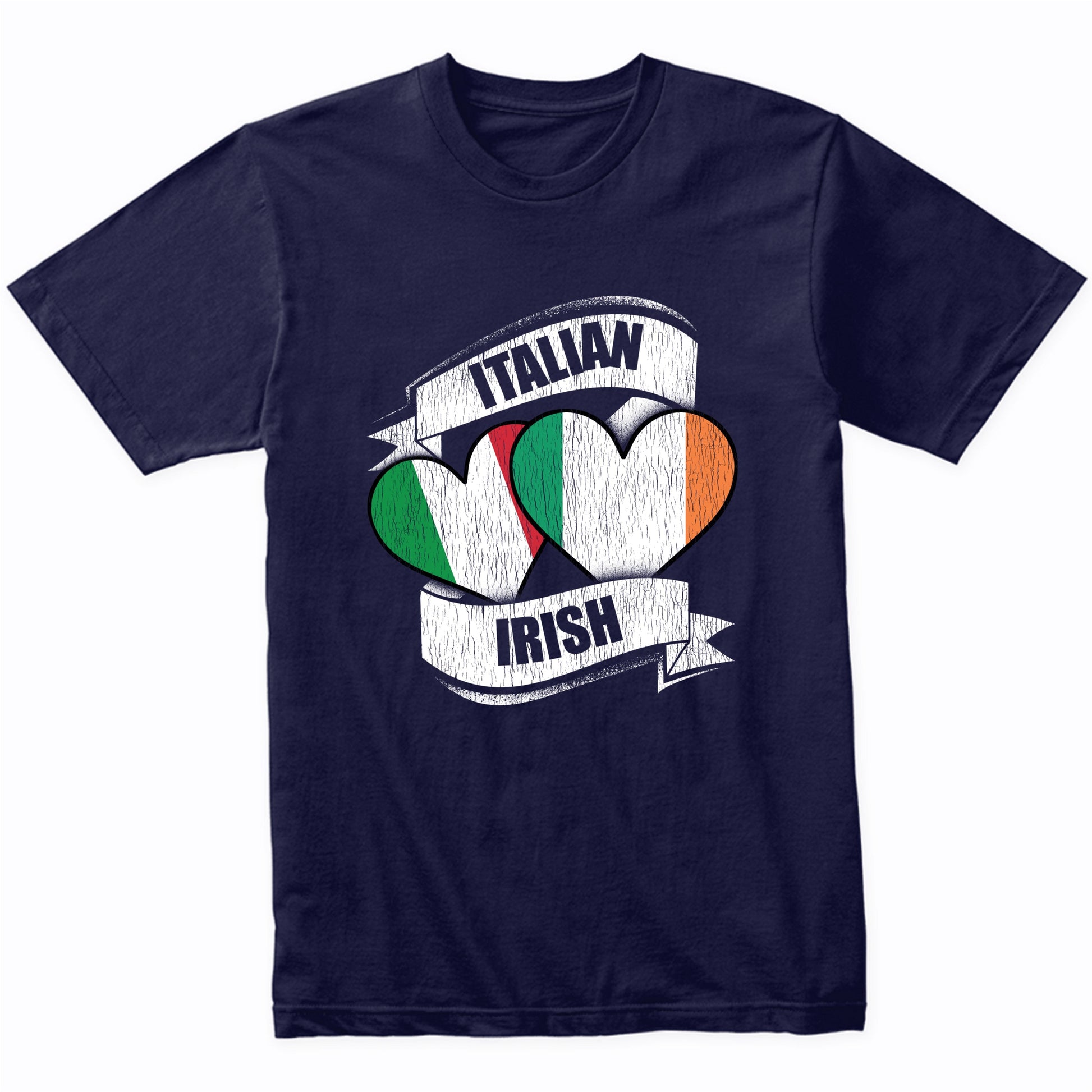 Italian Irish Hearts Italy Ireland Flags T-Shirt