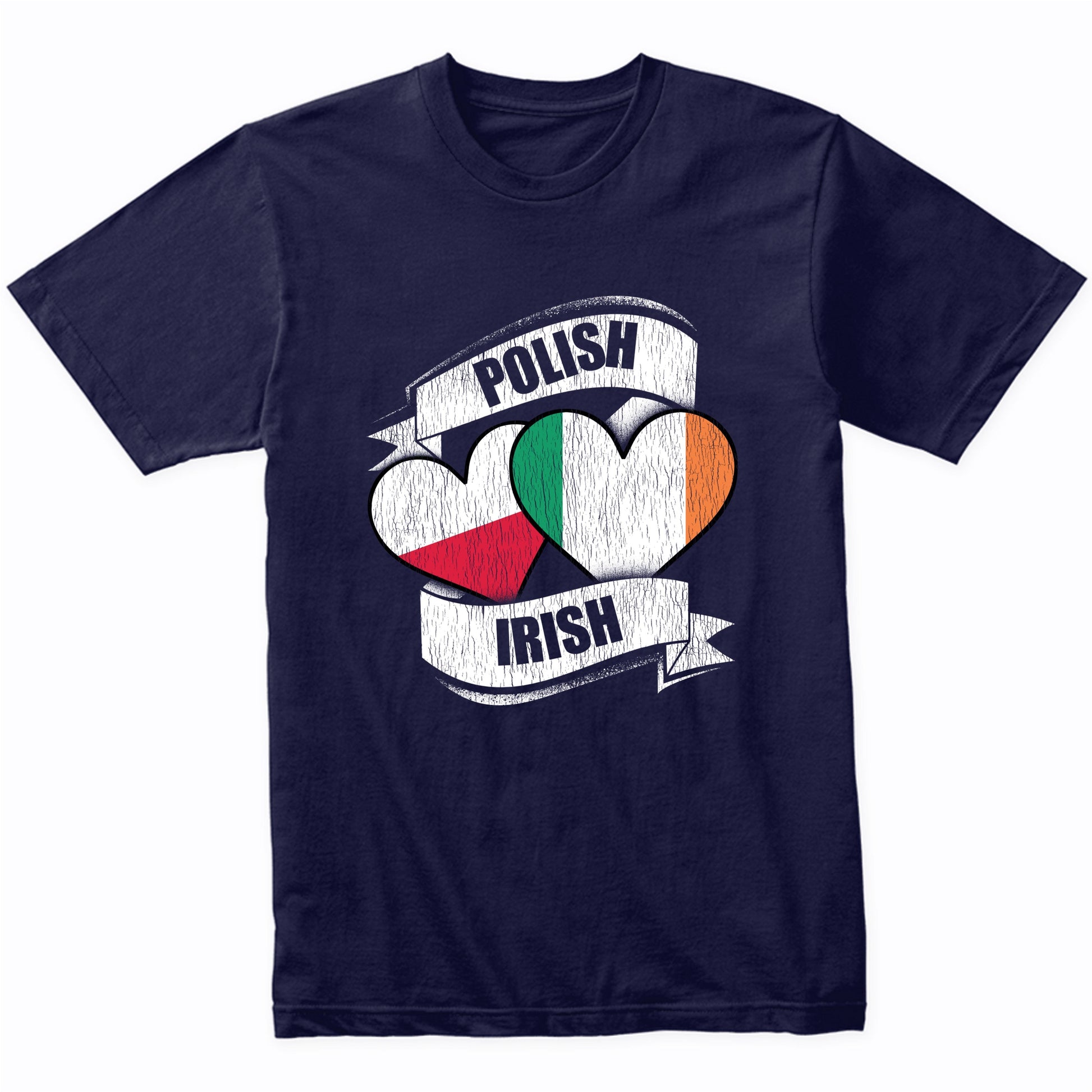 Polish Irish Hearts Poland Ireland Flags T-Shirt