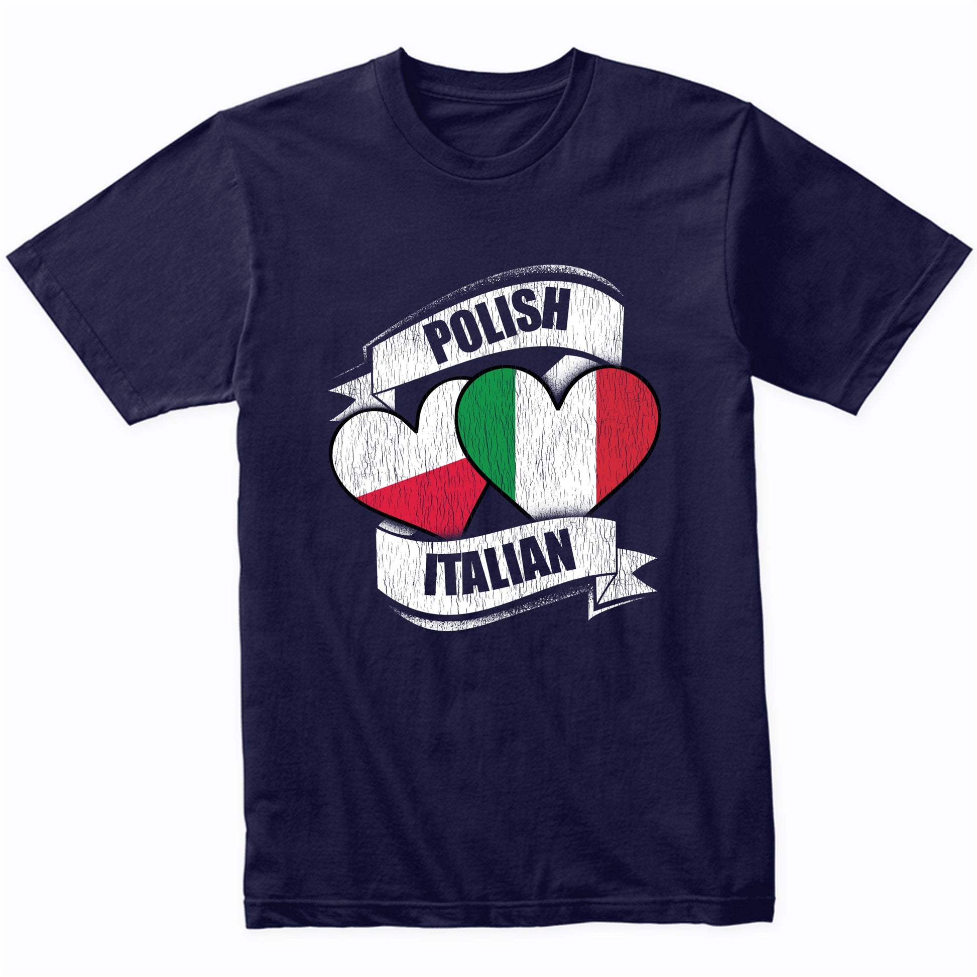 Polish Italian Hearts Poland Italy Flags T-Shirt