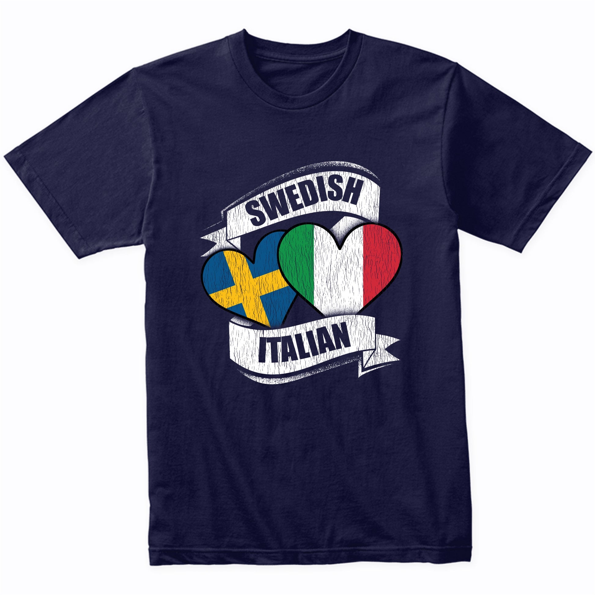 Swedish Italian Hearts Sweden Italy Flags T-Shirt