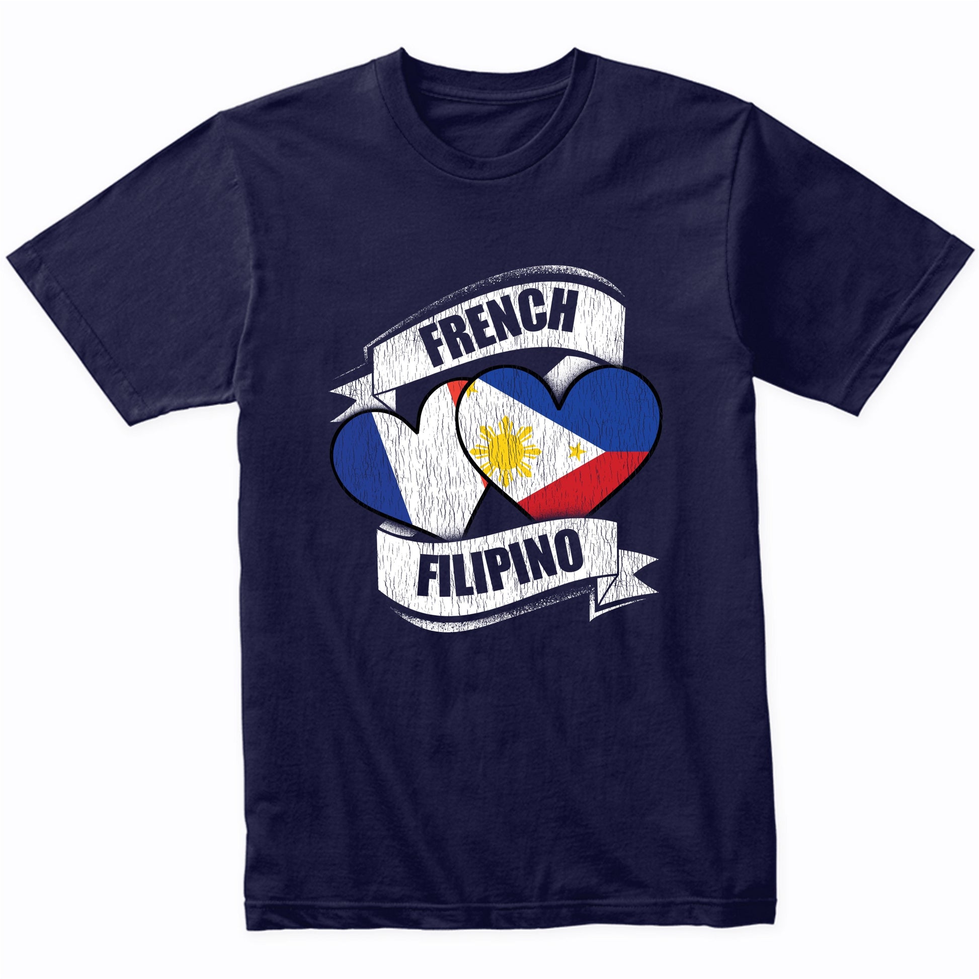 French Filipino Hearts France Philippines Flags T-Shirt