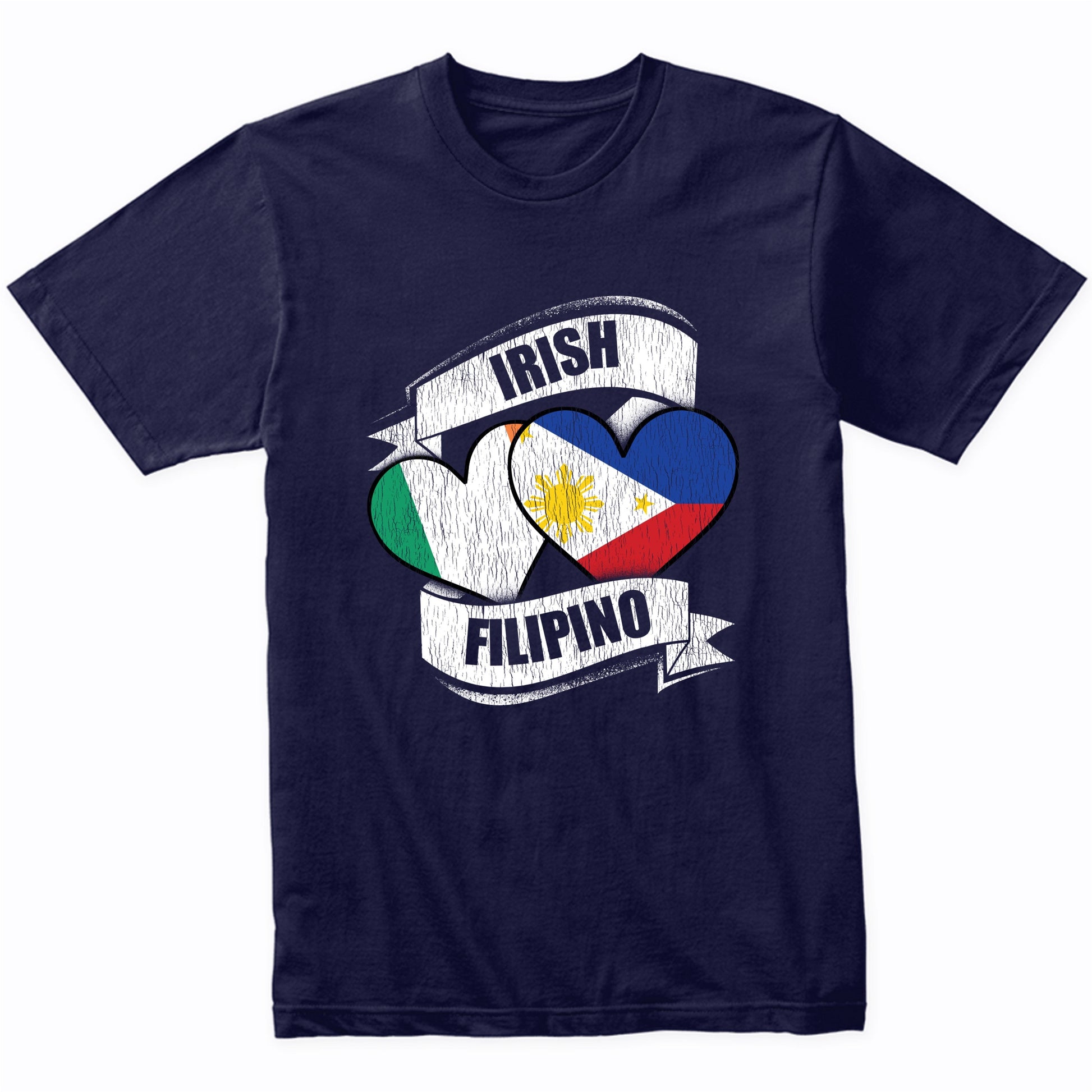 Irish Filipino Hearts Ireland Philippines Flags T-Shirt
