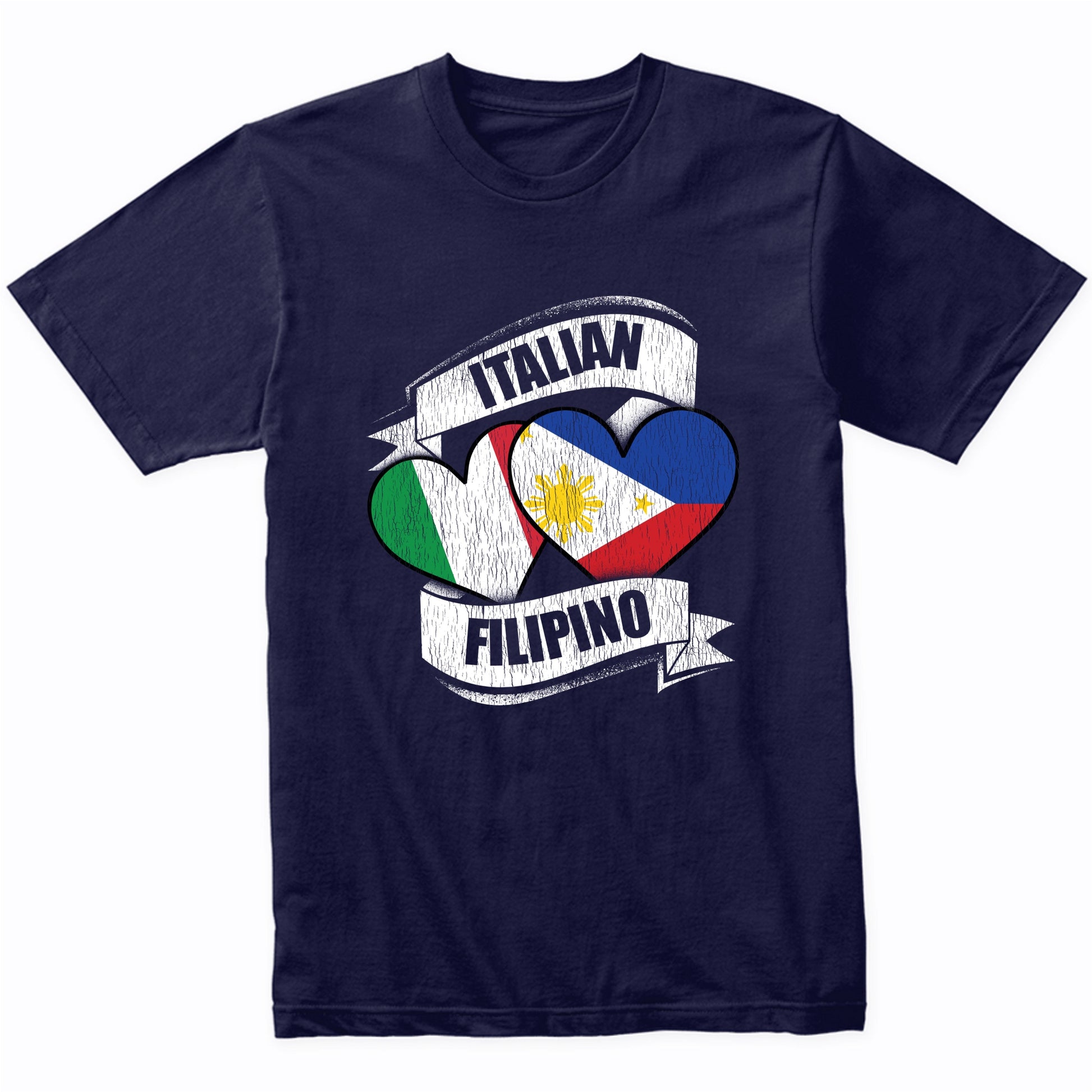 Italian Filipino Hearts Italy Philippines Flags T-Shirt