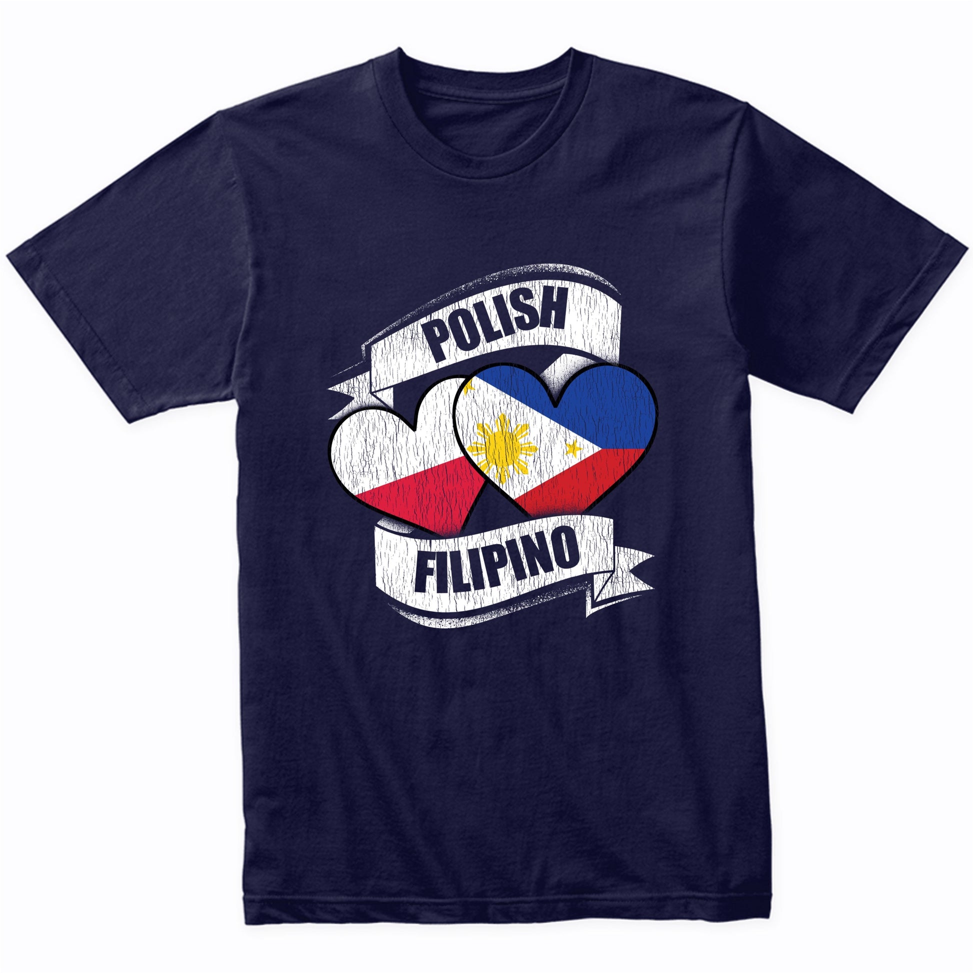 Polish Filipino Hearts Poland Philippines Flags T-Shirt