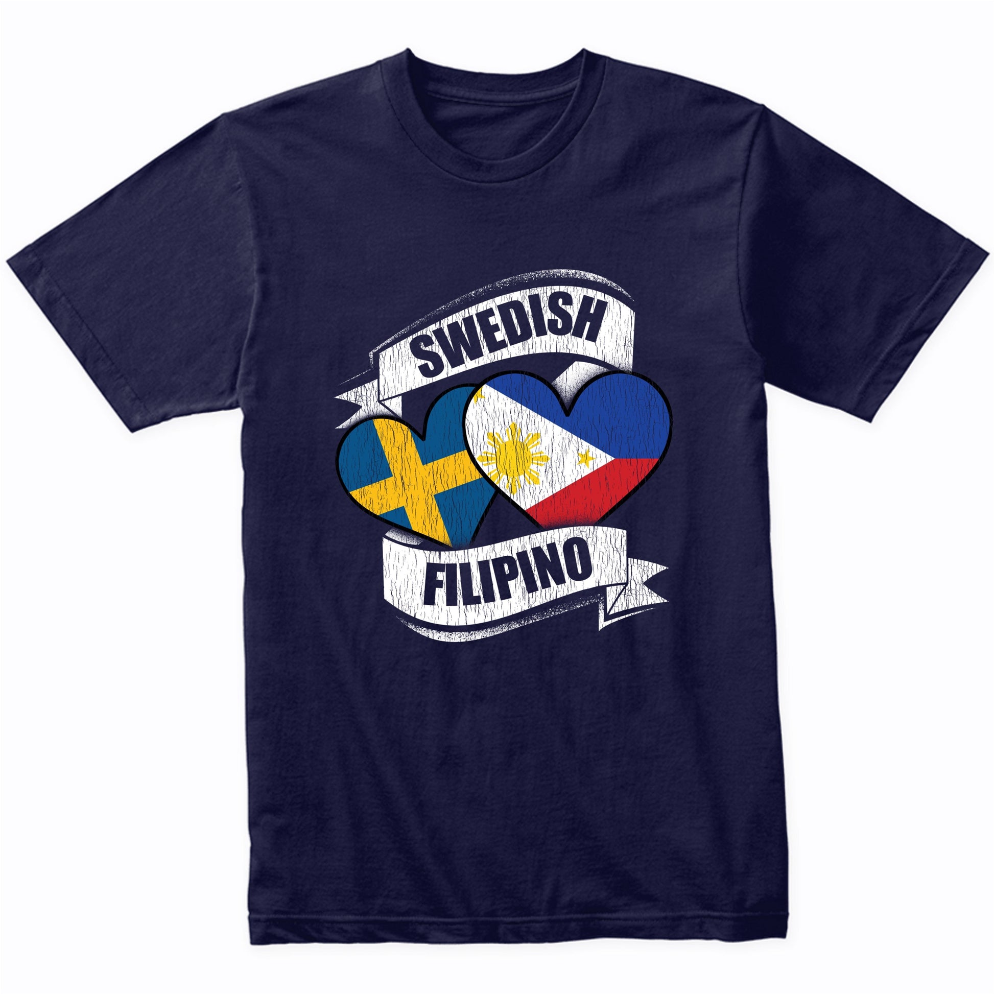 Swedish Filipino Hearts Sweden Philippines Flags T-Shirt