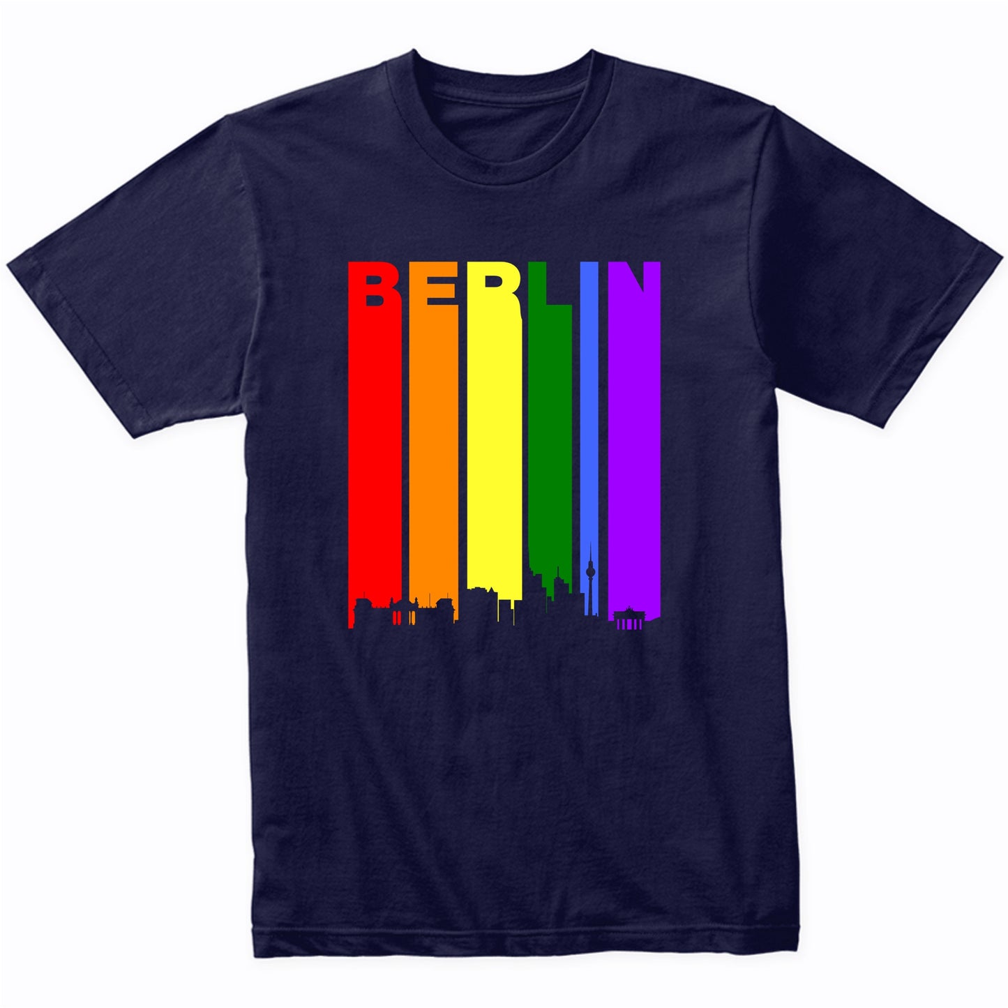 Berlin Germany Downtown Rainbow Skyline LGBT Gay Pride Shirt