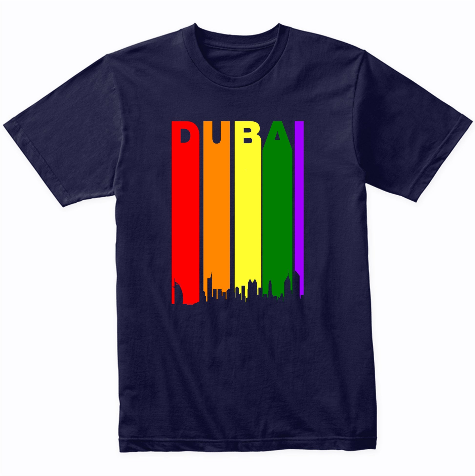 Dubai UAE Downtown Rainbow Skyline LGBT Gay Pride T-Shirt