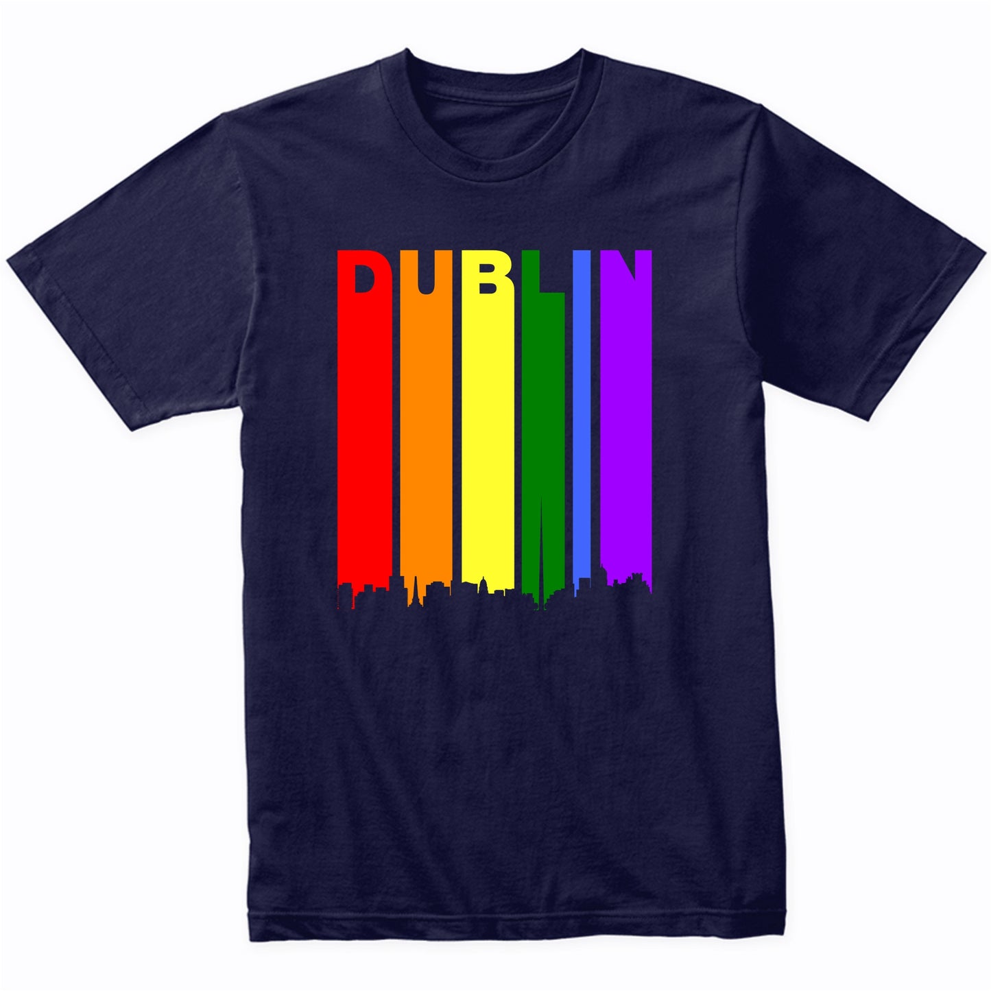 Dublin Ireland Downtown Rainbow Skyline LGBT Gay Pride Shirt