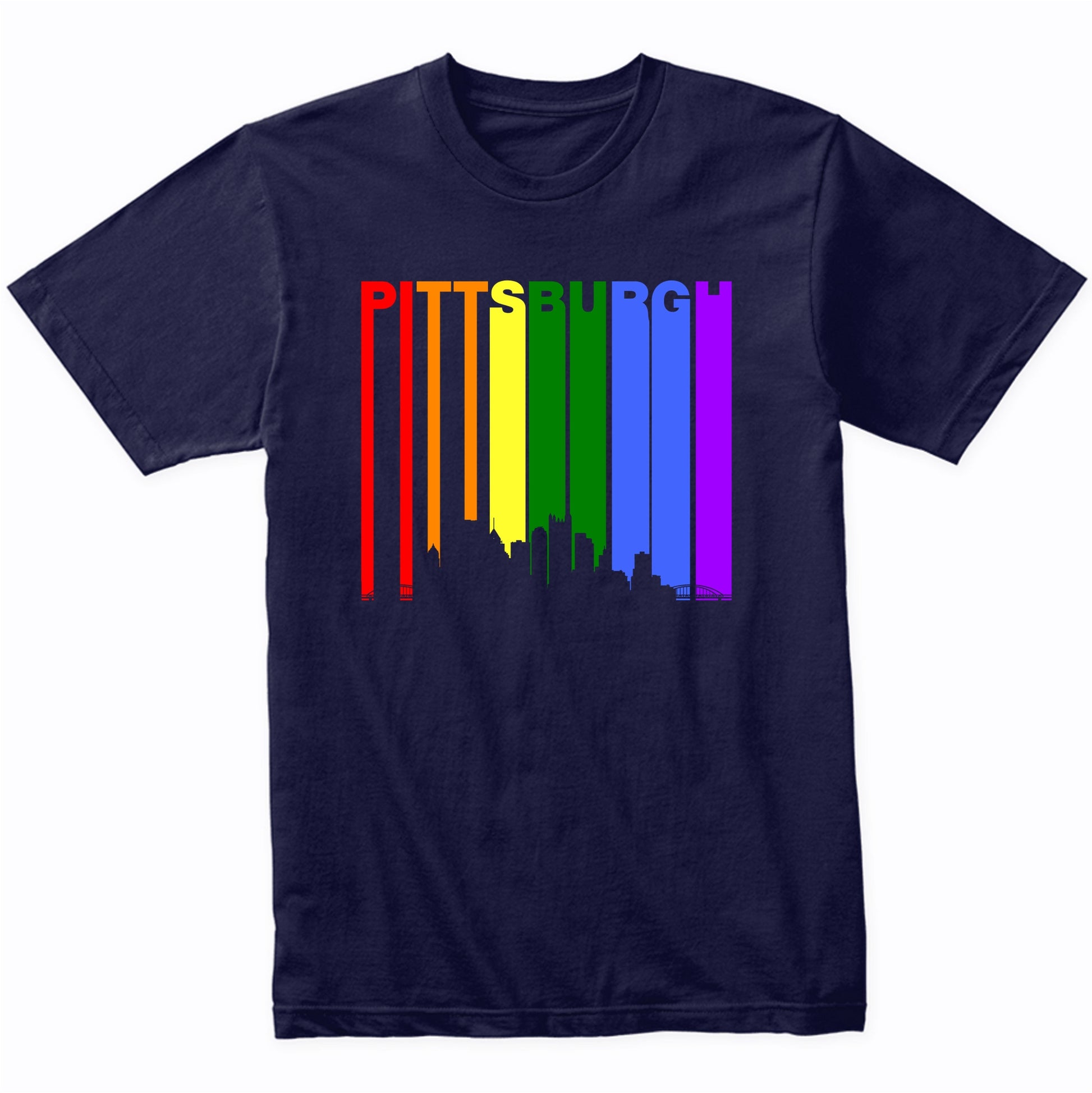 Pittsburgh PA Downtown Rainbow Skyline LGBT Gay Pride Shirt