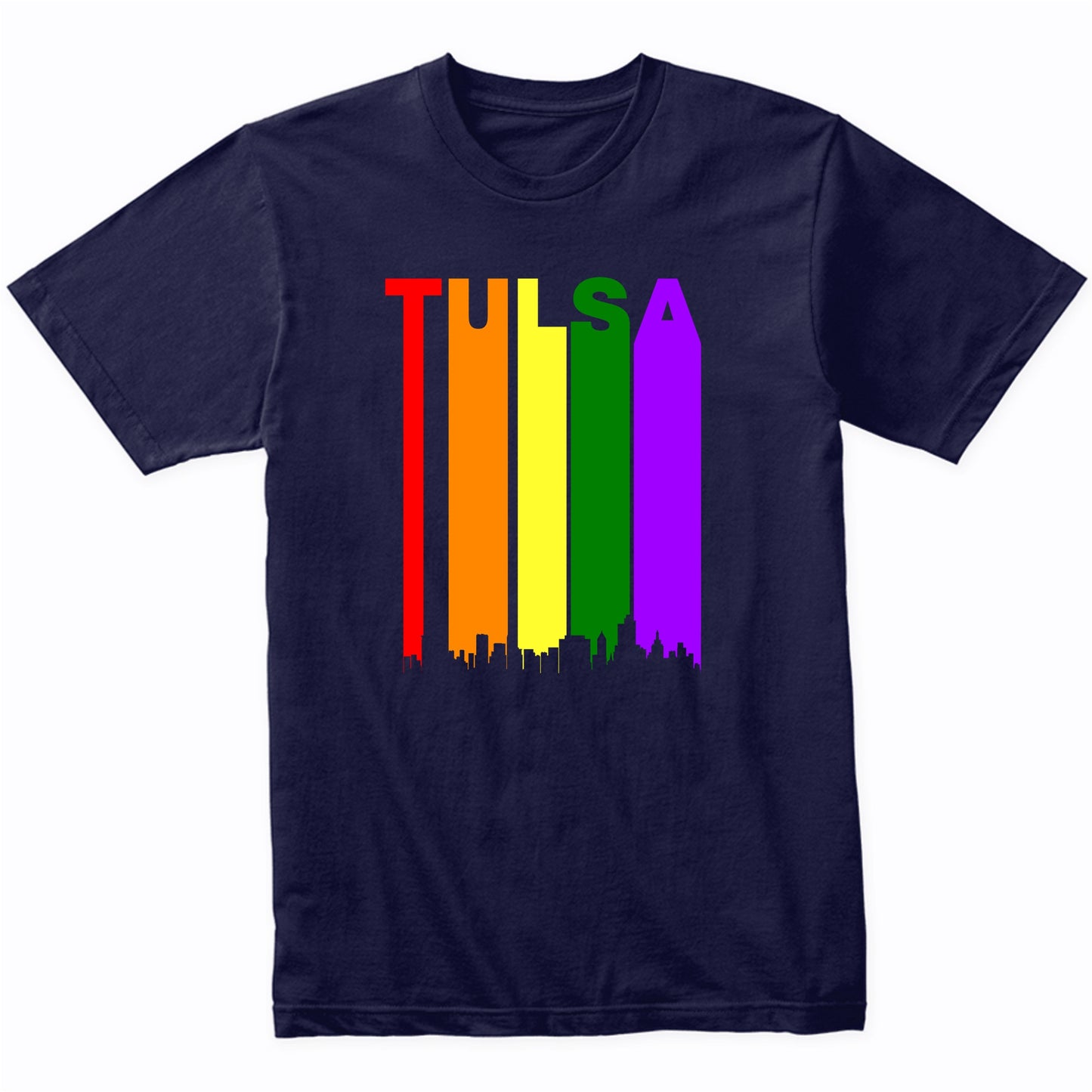 Tulsa Oklahoma Downtown Rainbow Skyline LGBT Gay Pride Shirt