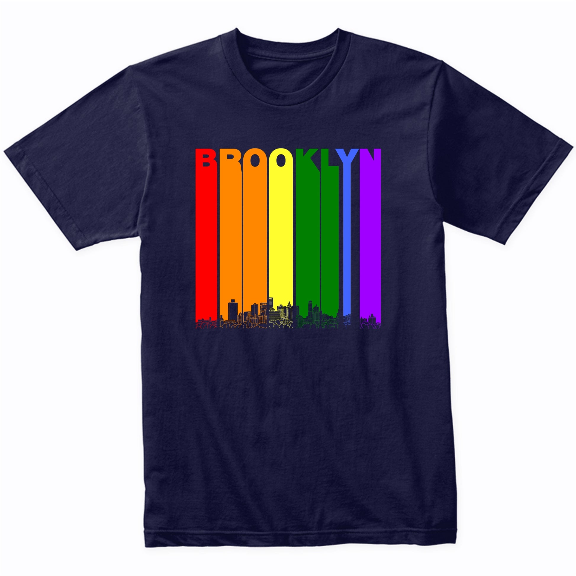 Brooklyn New York Skyline Rainbow LGBT Gay Pride T-Shirt