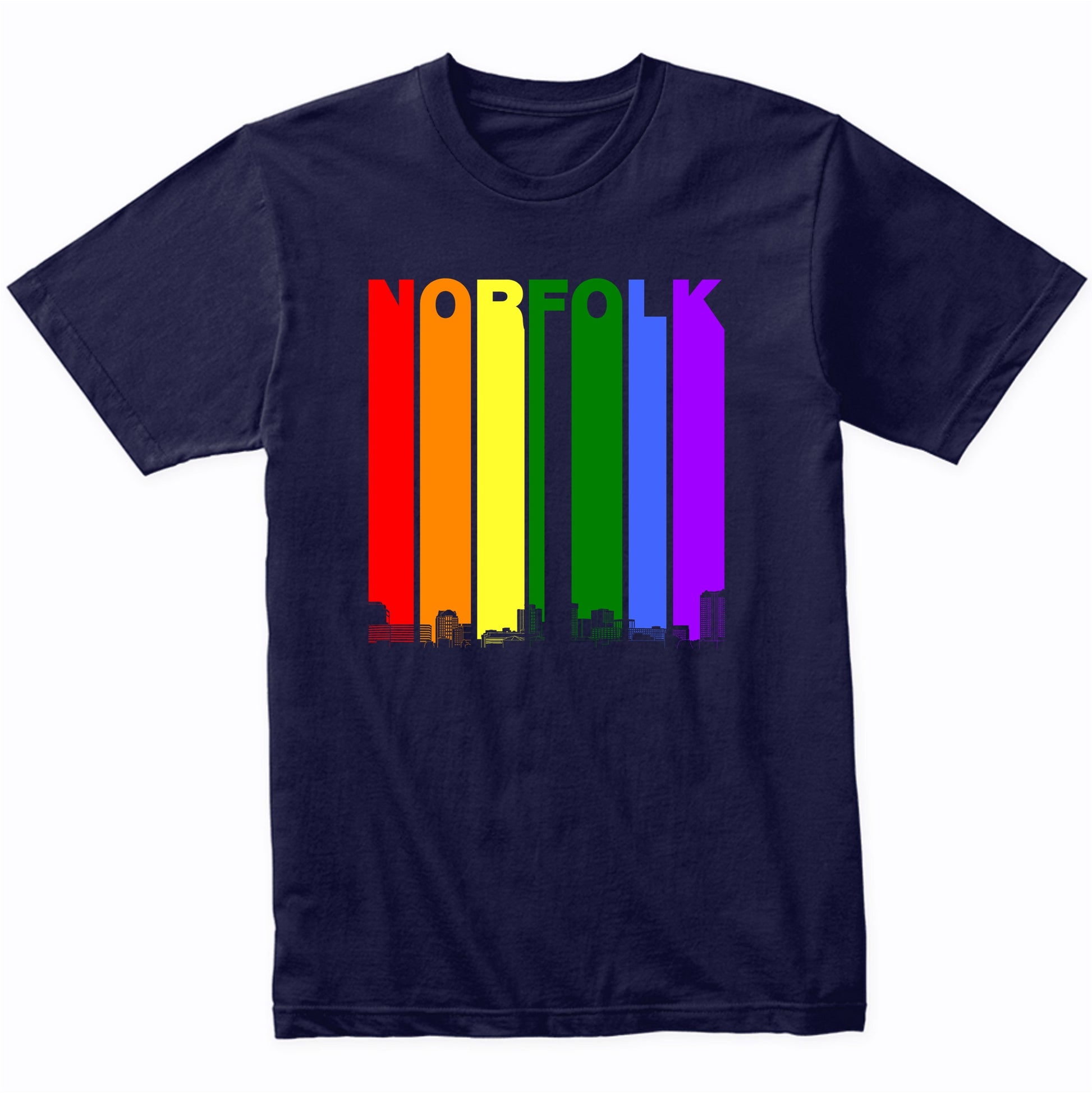 Norfolk Virginia Skyline Rainbow LGBT Gay Pride T-Shirt