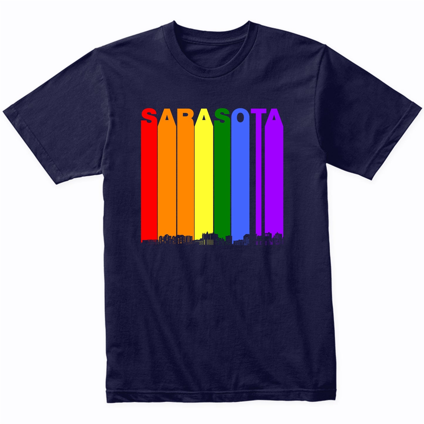 Sarasota Florida Skyline Rainbow LGBT Gay Pride T-Shirt