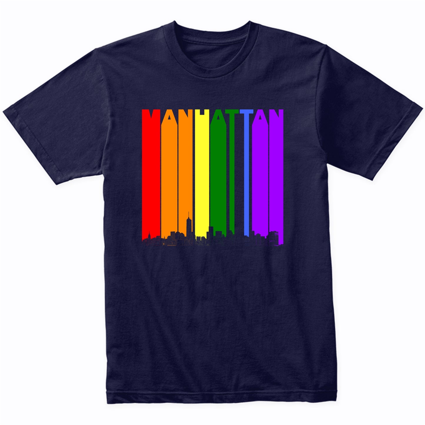 Manhattan New York Skyline Rainbow LGBT Gay Pride T-Shirt