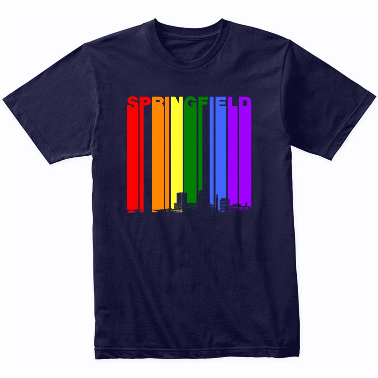 Springfield Massachusetts Skyline Rainbow Gay Pride T-Shirt