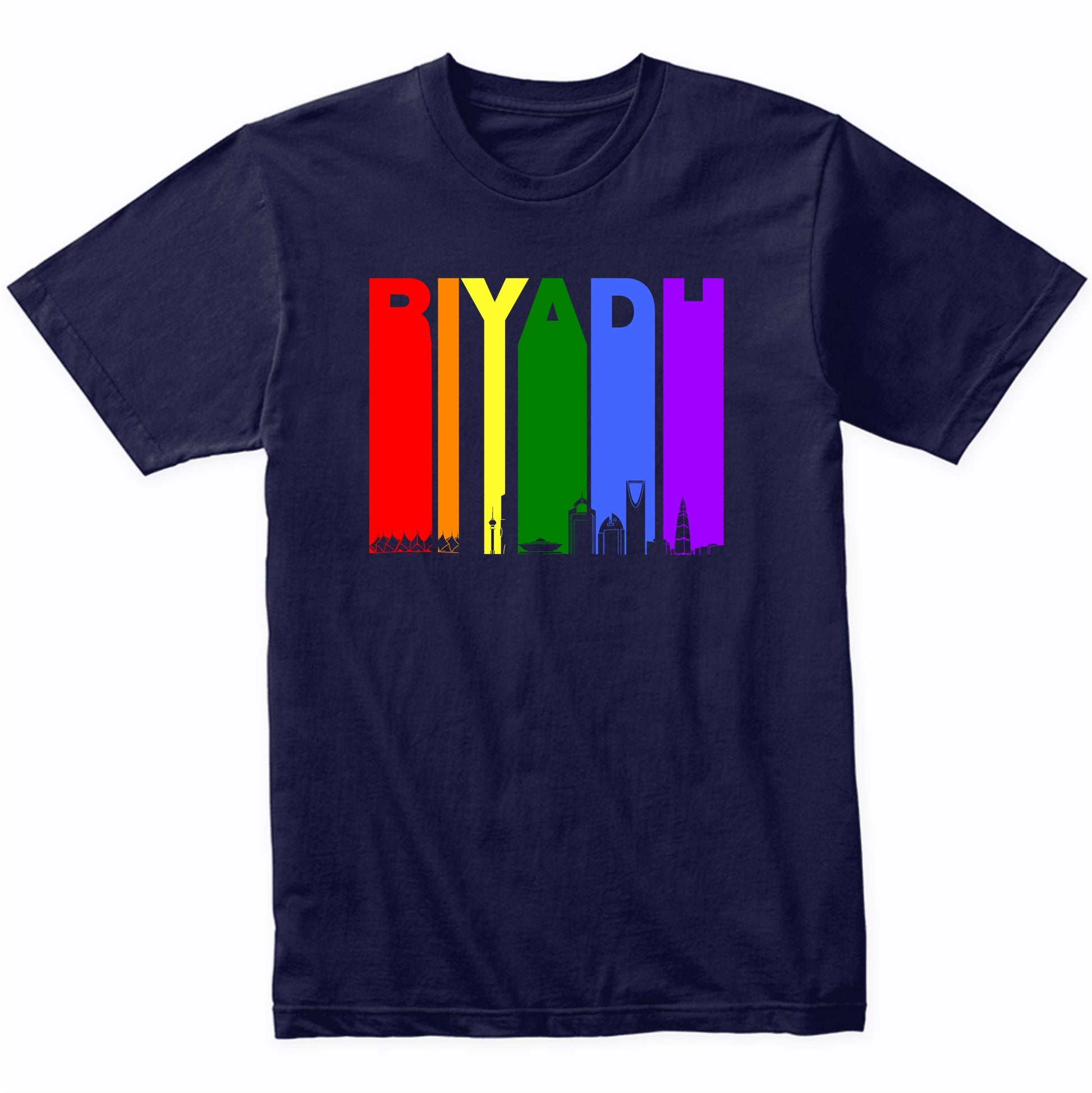 Riyadh Saudi Arabia Skyline Rainbow LGBT Gay Pride T-Shirt