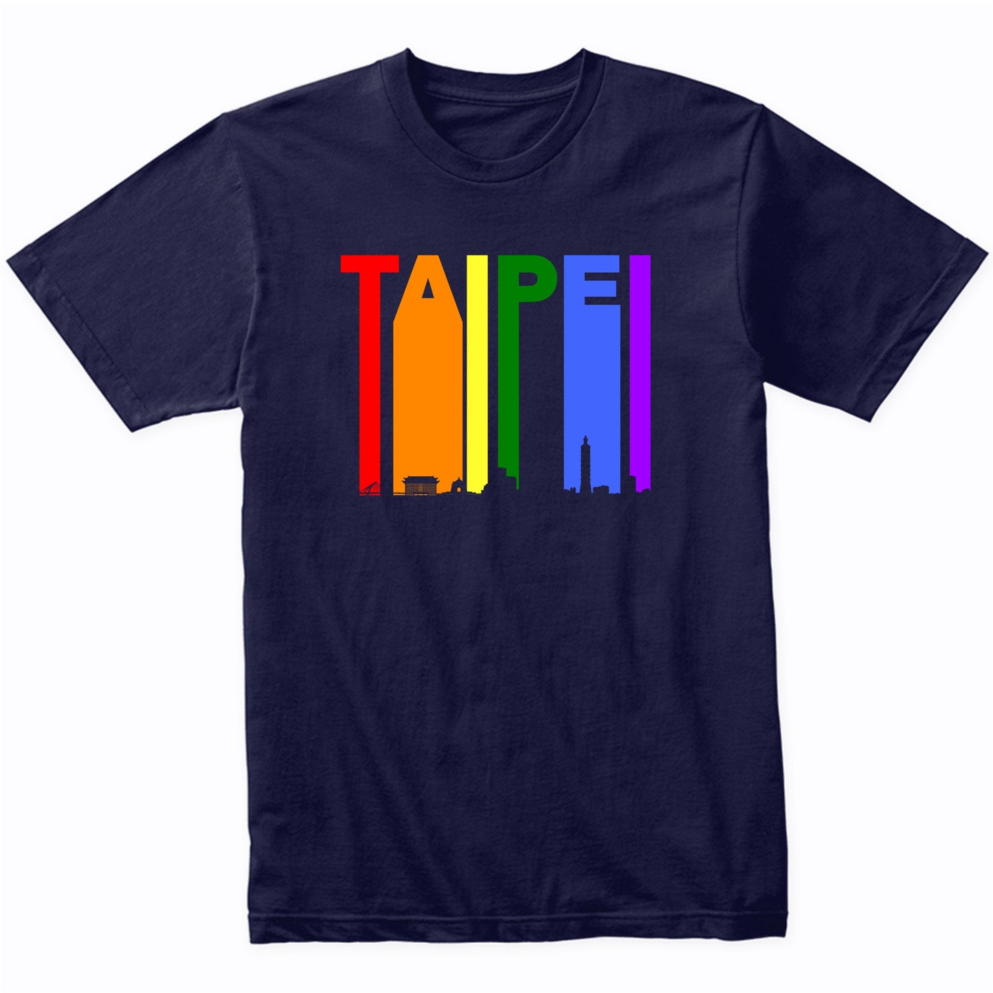 Taipei Taiwan Skyline Rainbow LGBT Gay Pride T-Shirt