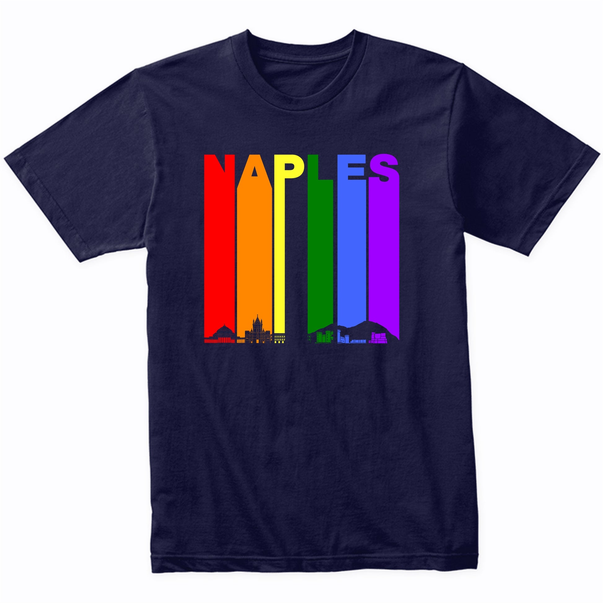 Naples Italy Skyline Rainbow LGBT Gay Pride T-Shirt