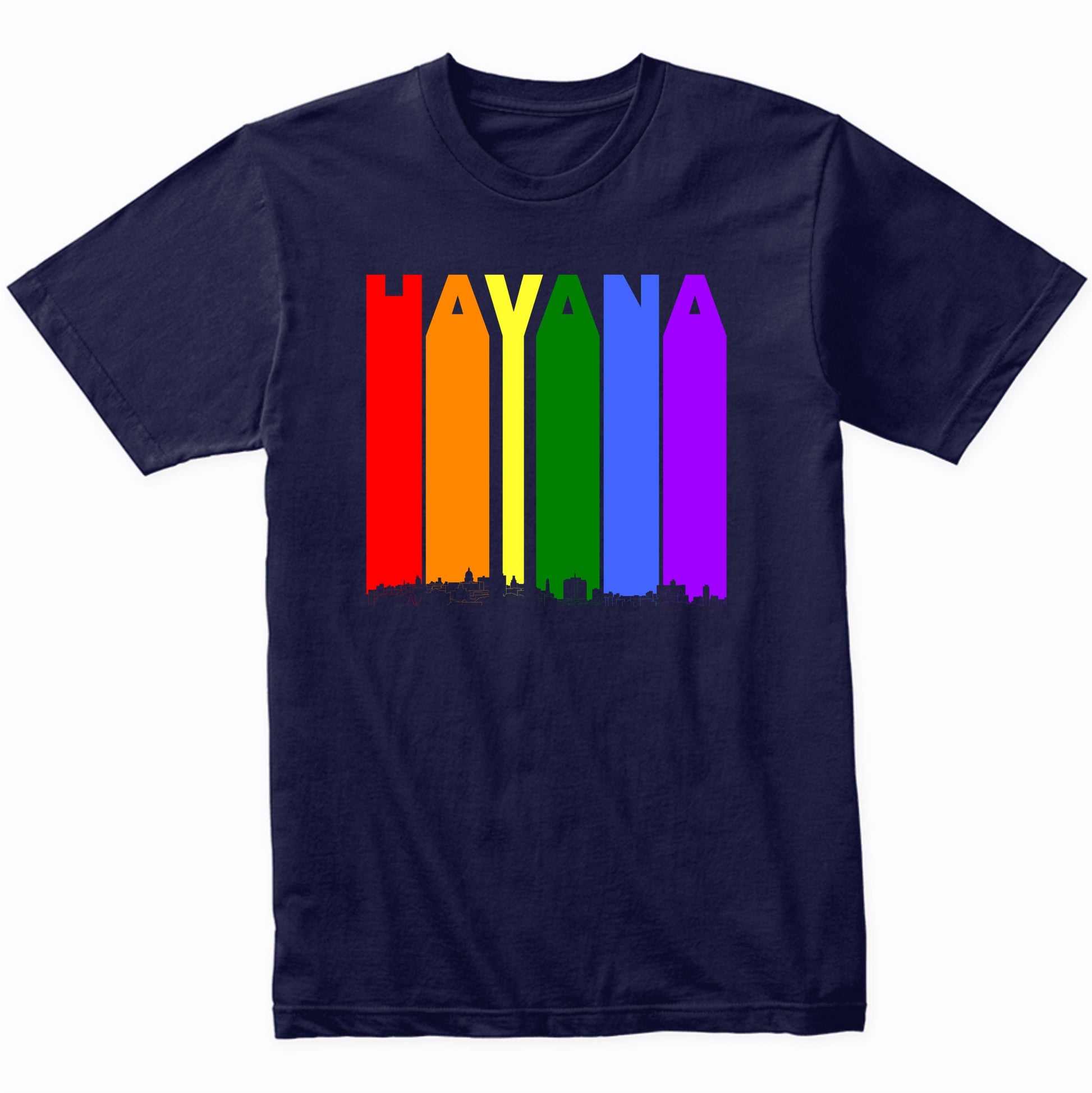 Havana Cuba Skyline Rainbow LGBT Gay Pride T-Shirt