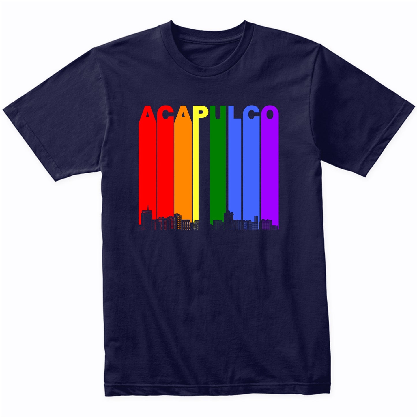Acapulco Mexico Skyline Rainbow LGBT Gay Pride T-Shirt