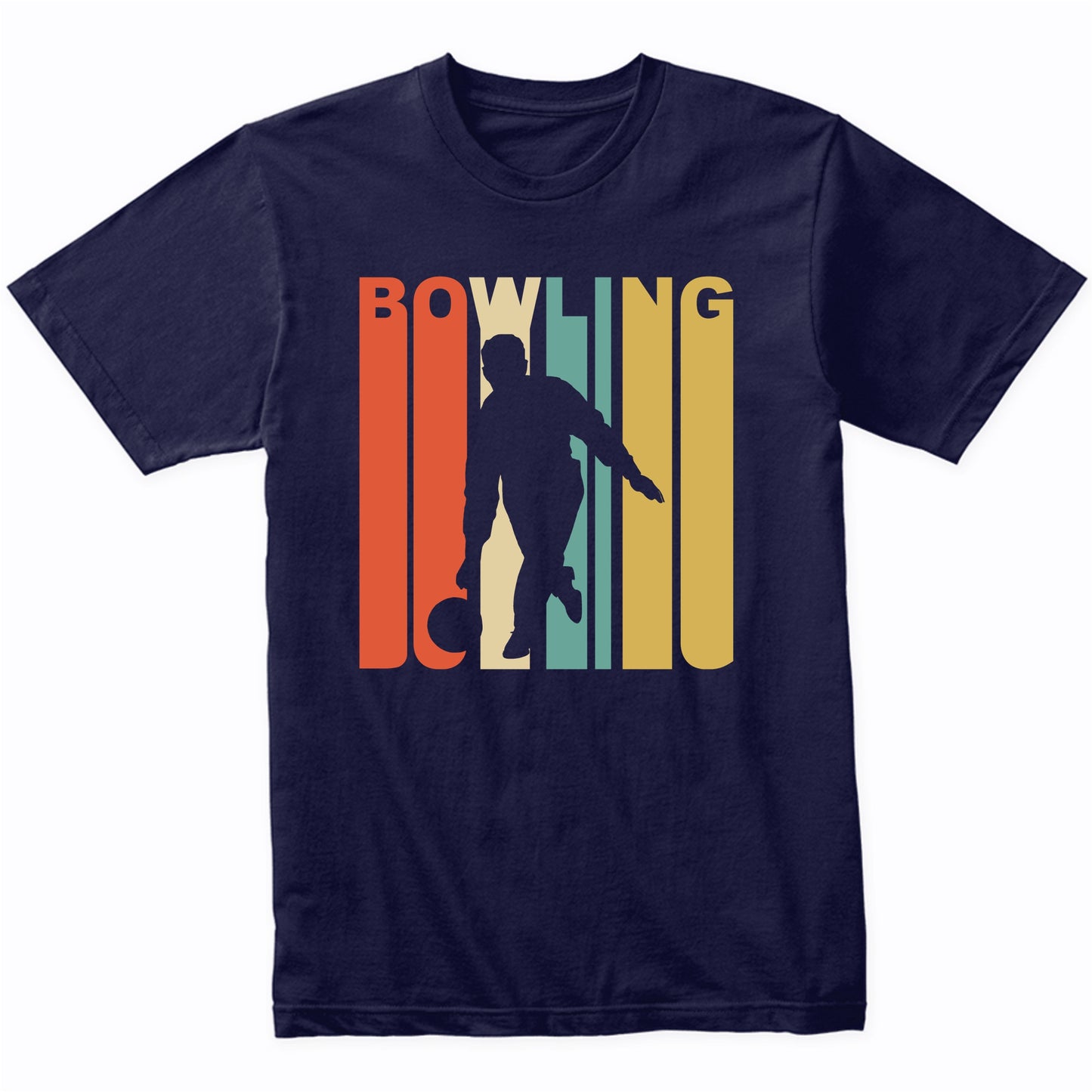 Vintage 1970's Style Bowling Silhouette Retro Bowler T-Shirt