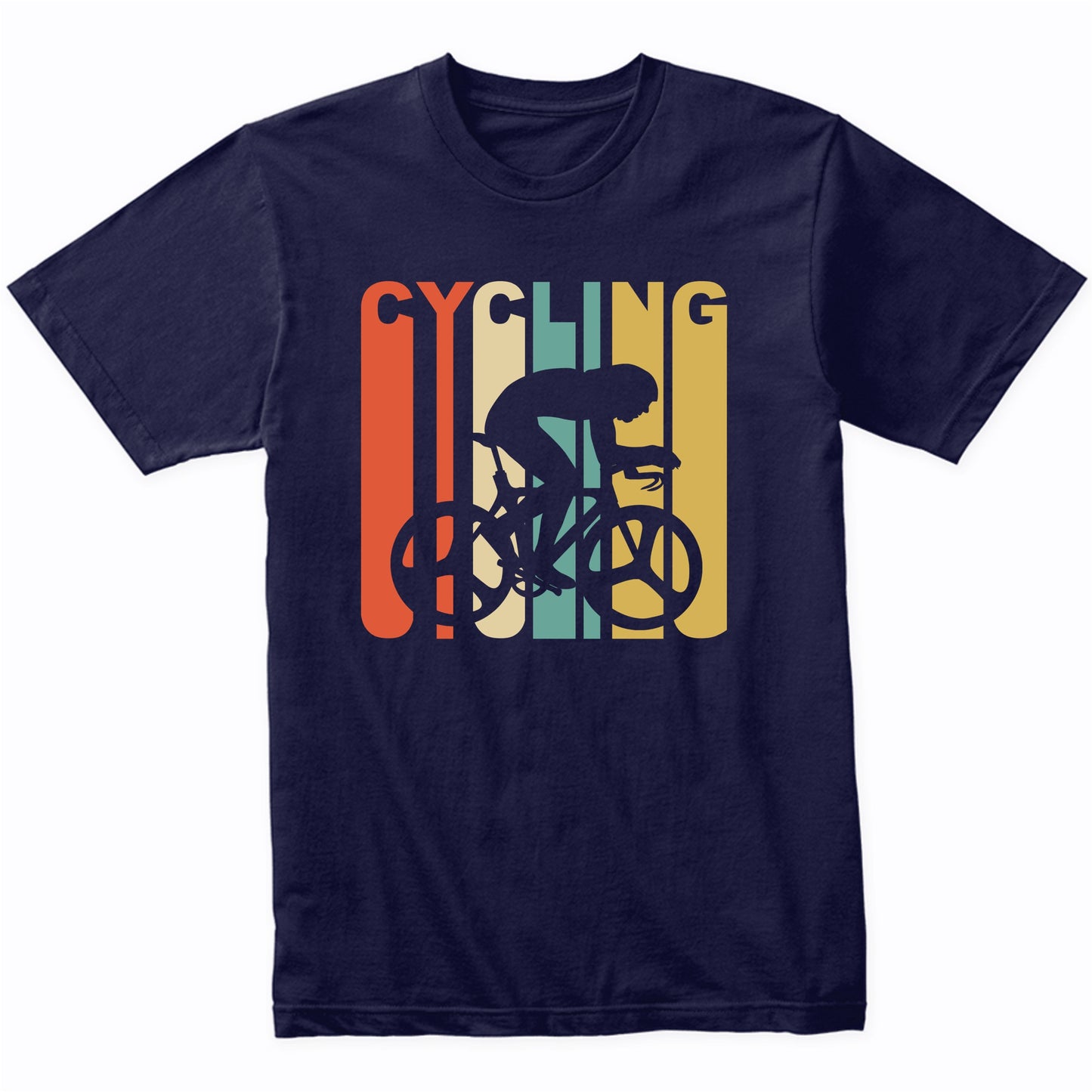 Retro 1970's Style Cyclist Silhouette Cycling T-Shirt