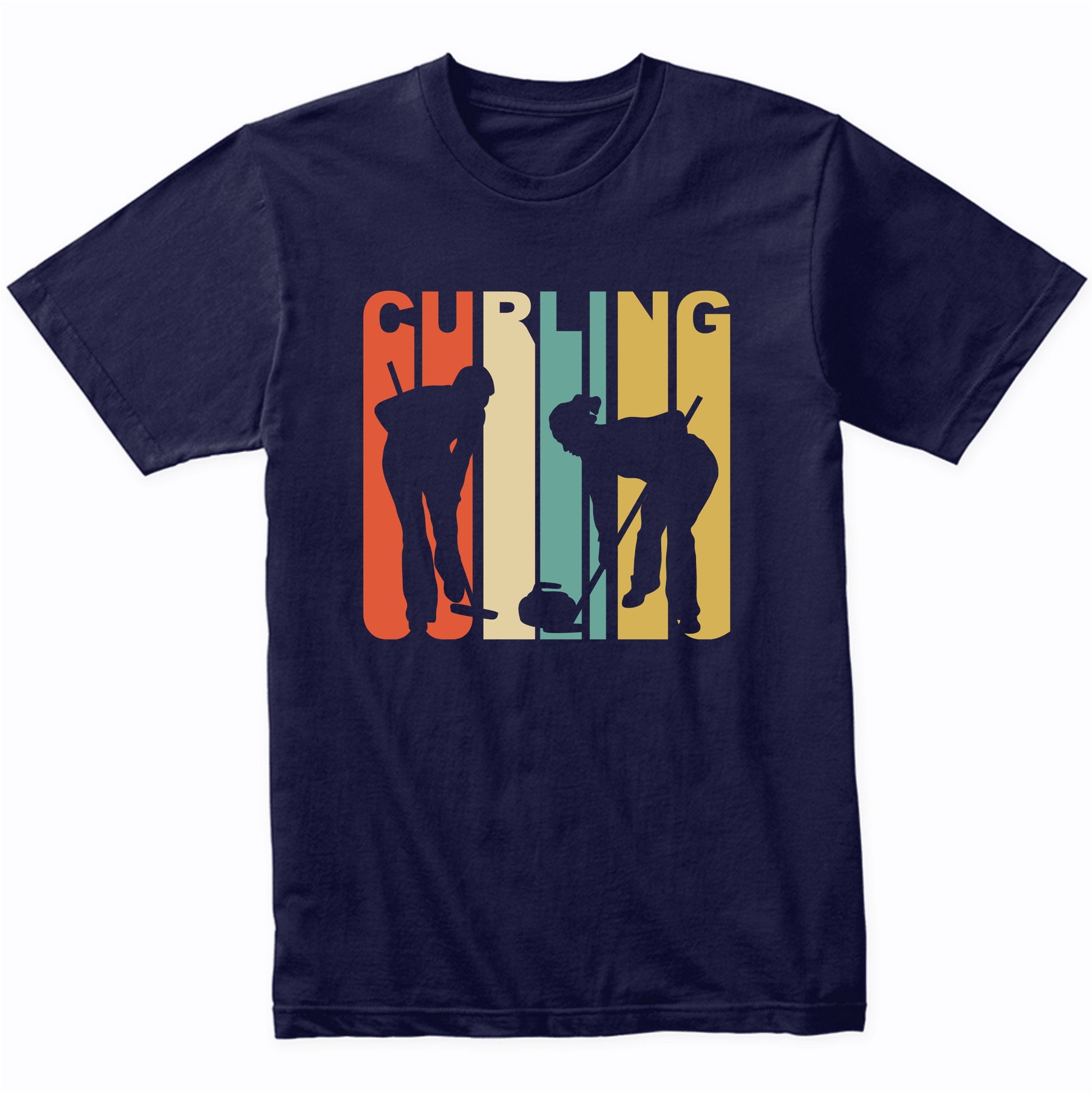 Retro 1970's Style Curlers Silhouette Curling T-Shirt