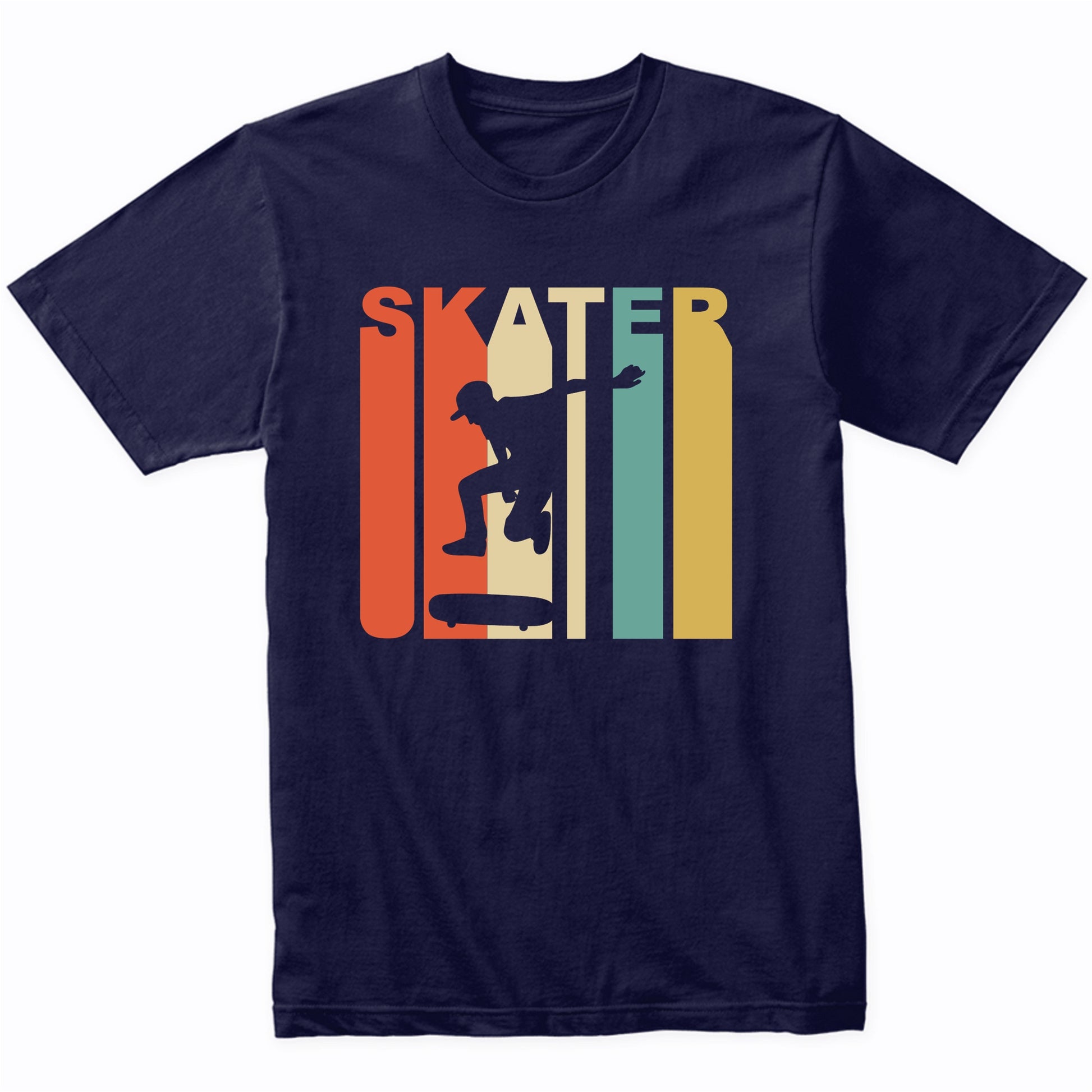 Retro 1970's Style Skater Silhouette Skateboarding T-Shirt