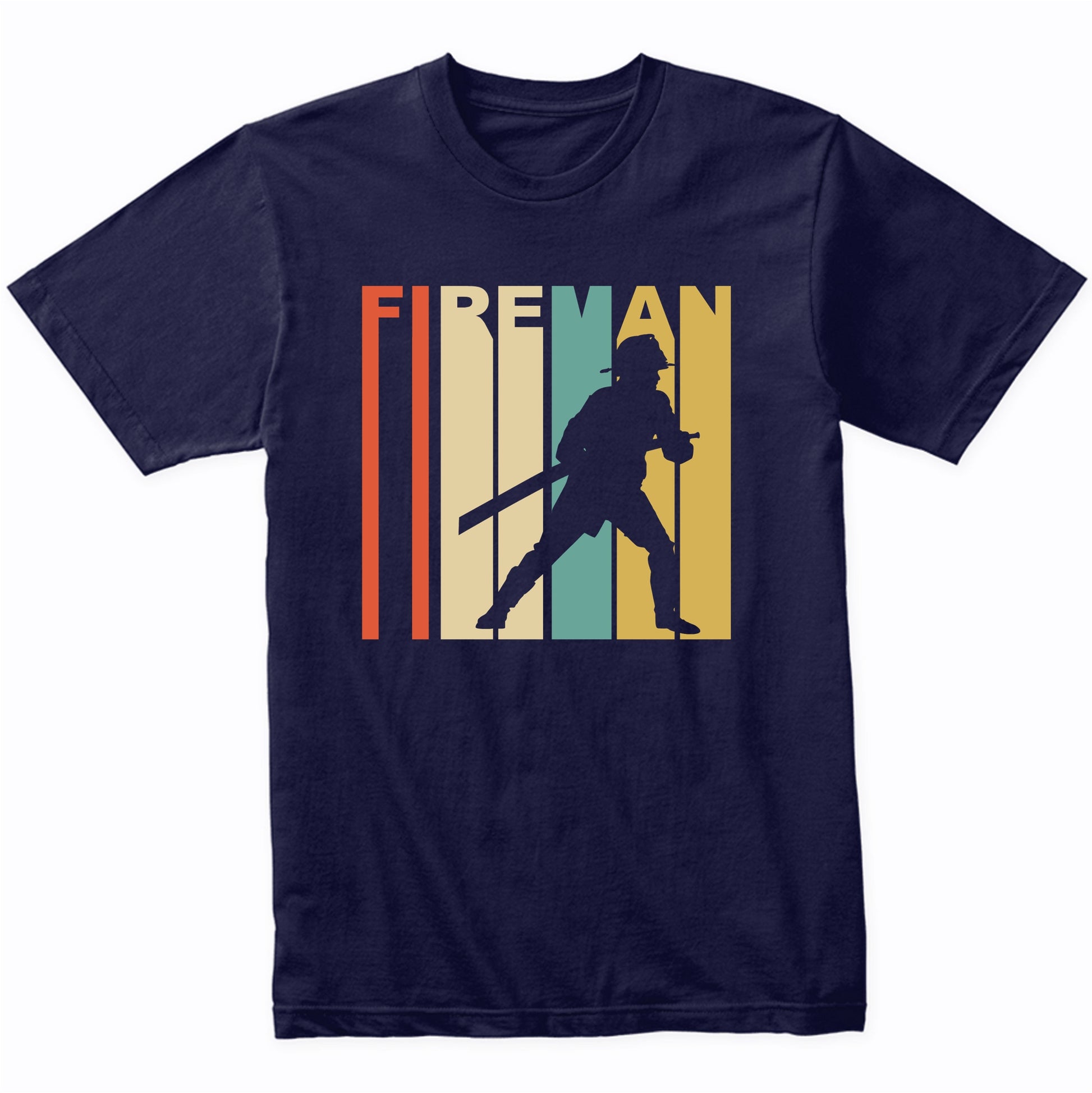 Retro 1970's Style Fireman Silhouette Firefighter T-Shirt