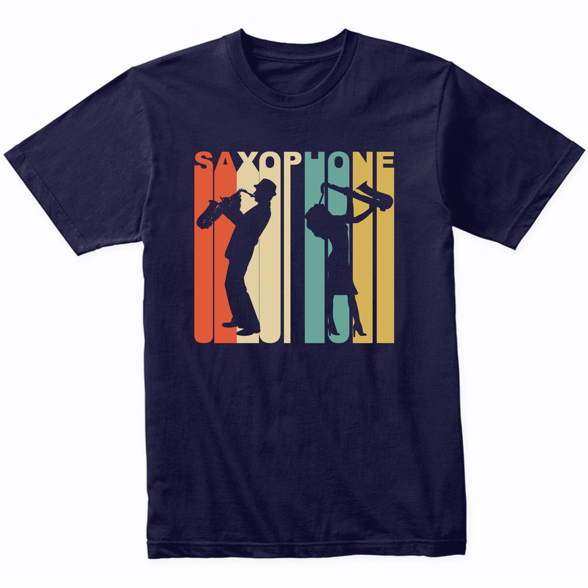 Retro 1970's Style Saxophone Player Silhouette Music T-Shirt