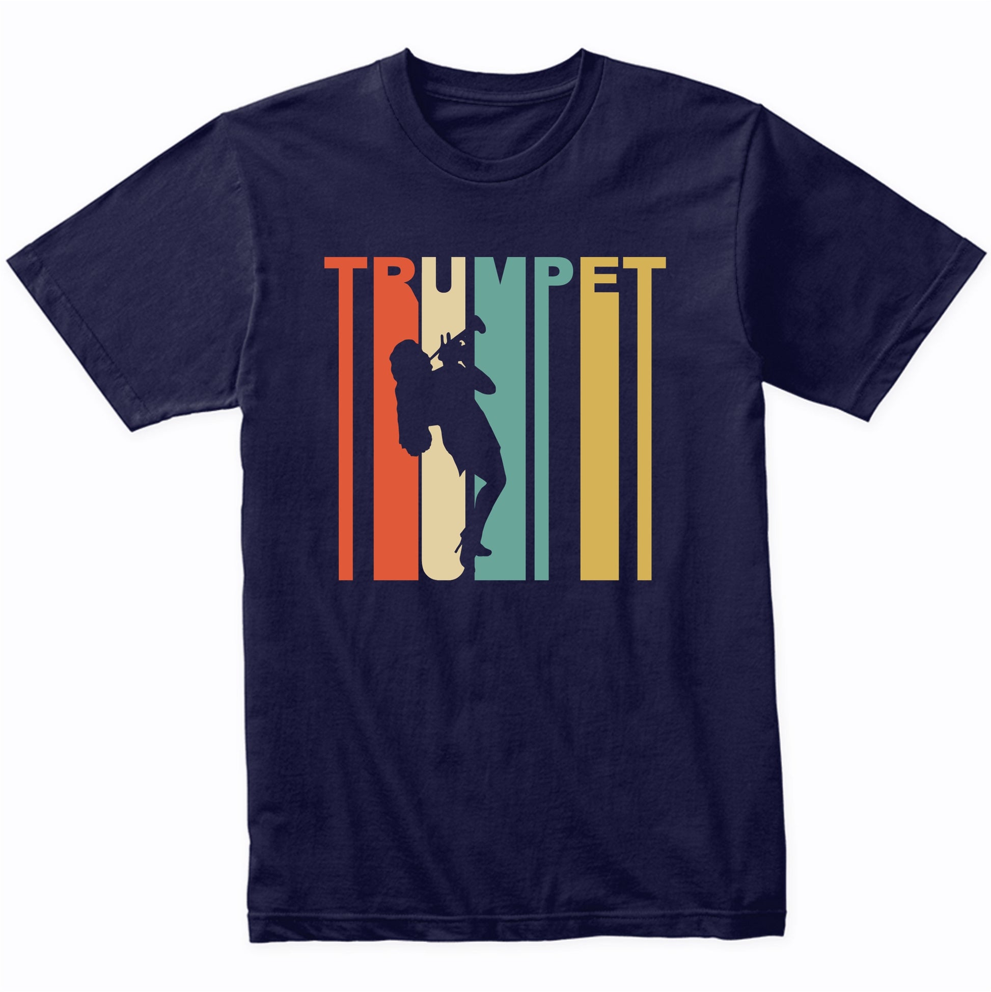 Retro 1970's Style Trumpet Player Silhouette Music T-Shirt