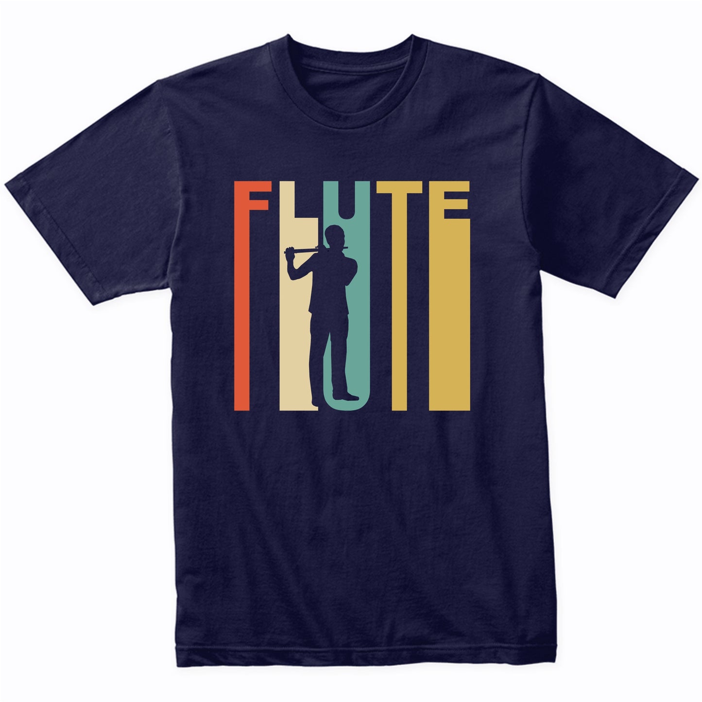 Retro 1970's Style Flute Player Silhouette Music T-Shirt